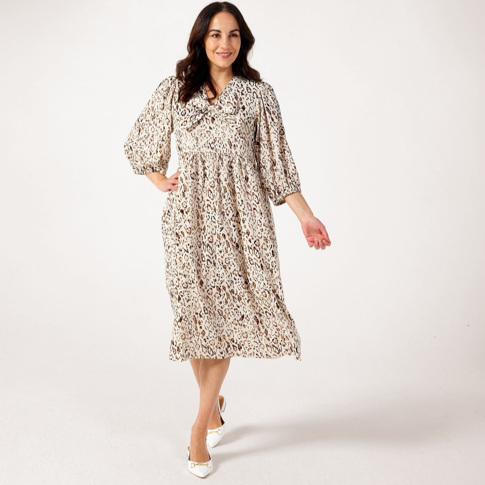 Helene Berman Linen Viscose Animal Print with Gold Metalic Shimmer...
