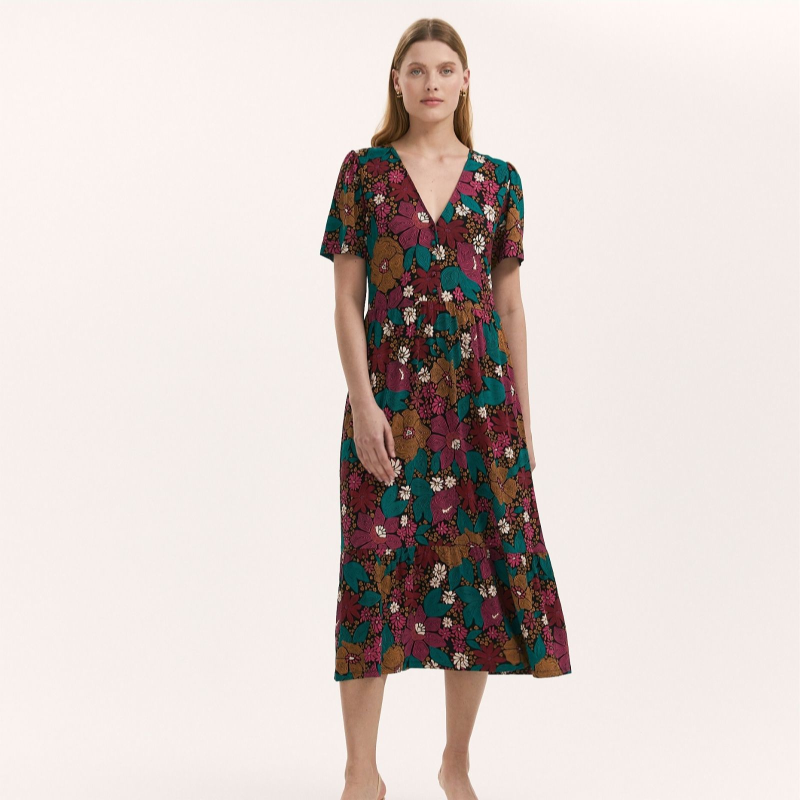 Finery Women's Blue London Edith Viscose Stretch Jersey Print Dress