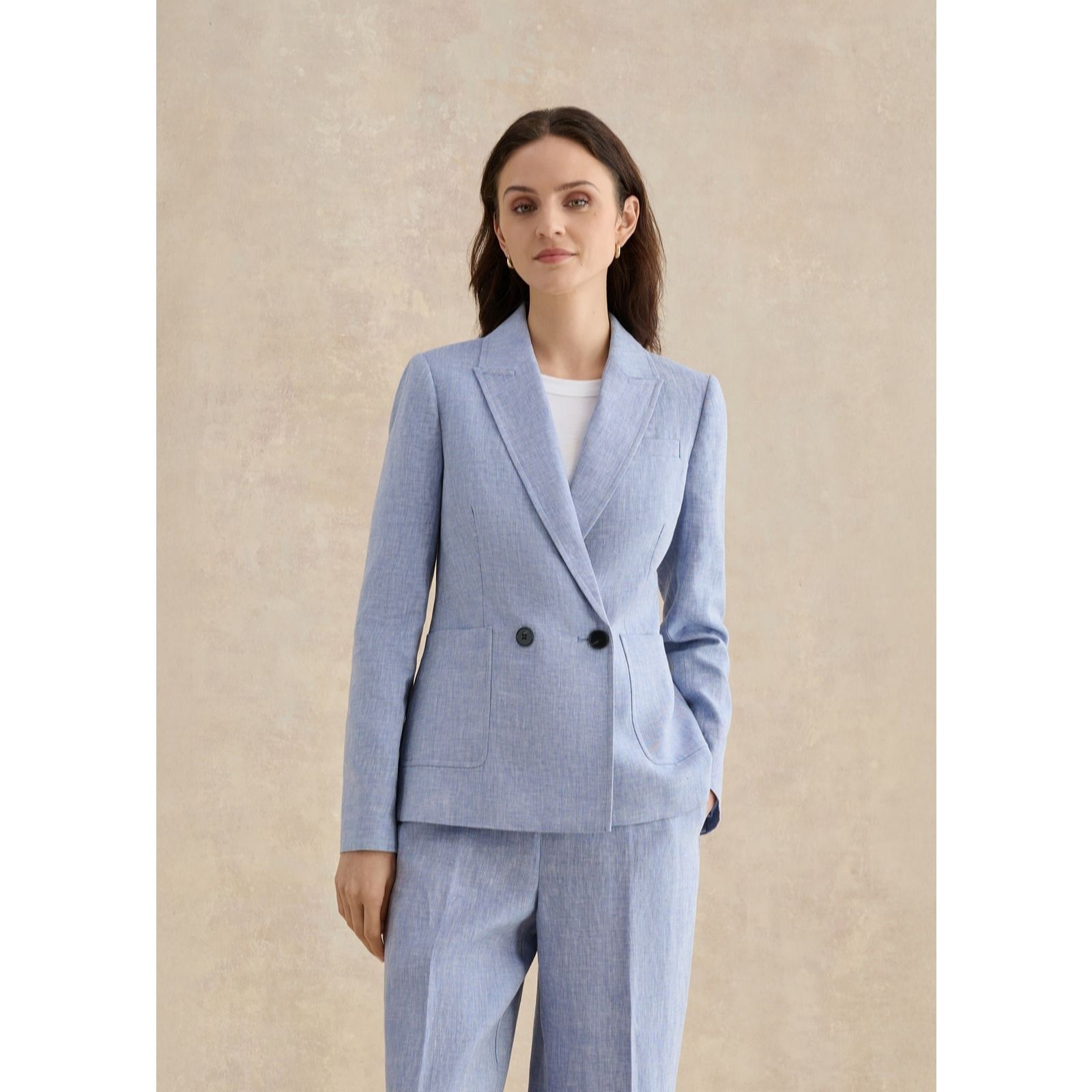 Hobbs London Blue White Estella Linen Jacket