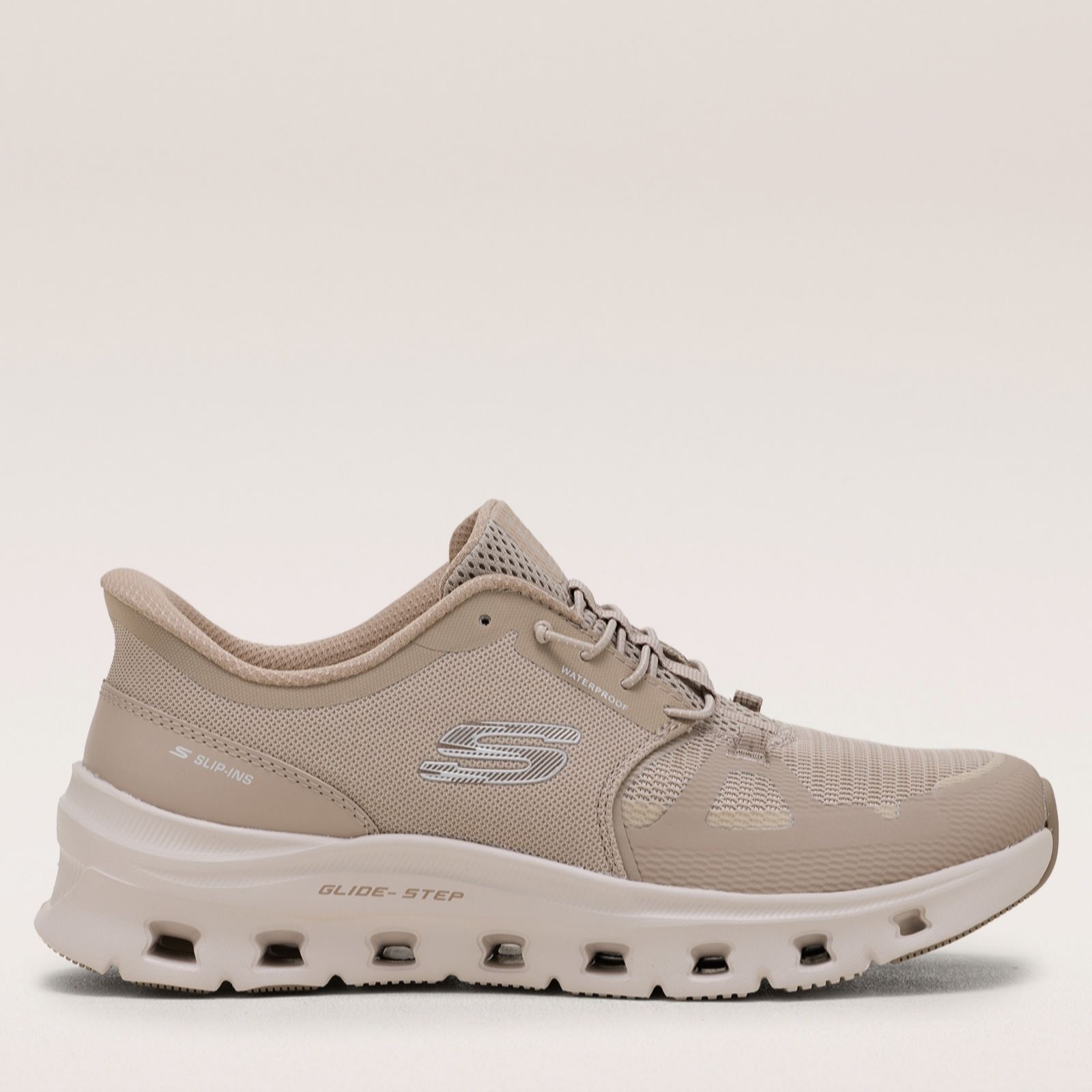 Skechers Women's Slip-ins Waterproof: Glide-Step Pro - Soft Mist Sneaker in Taupe, Size 8 | Textile/Synthetic, Vegan