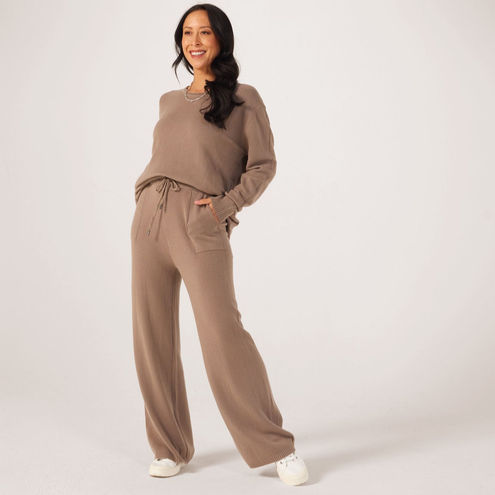 Frank Usher Knitted Co-ord Trousers with Pocket Detail and Draw Cor...