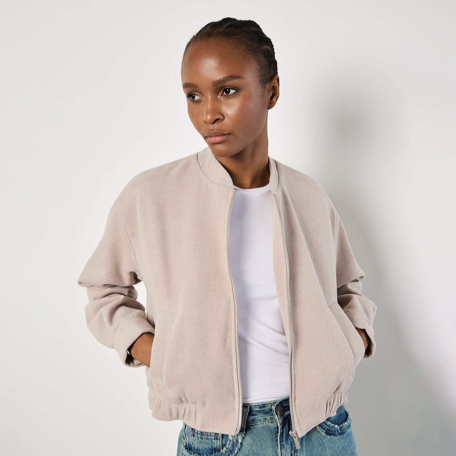 Apricot Tailored Clean Neck Bomber Jacket women's