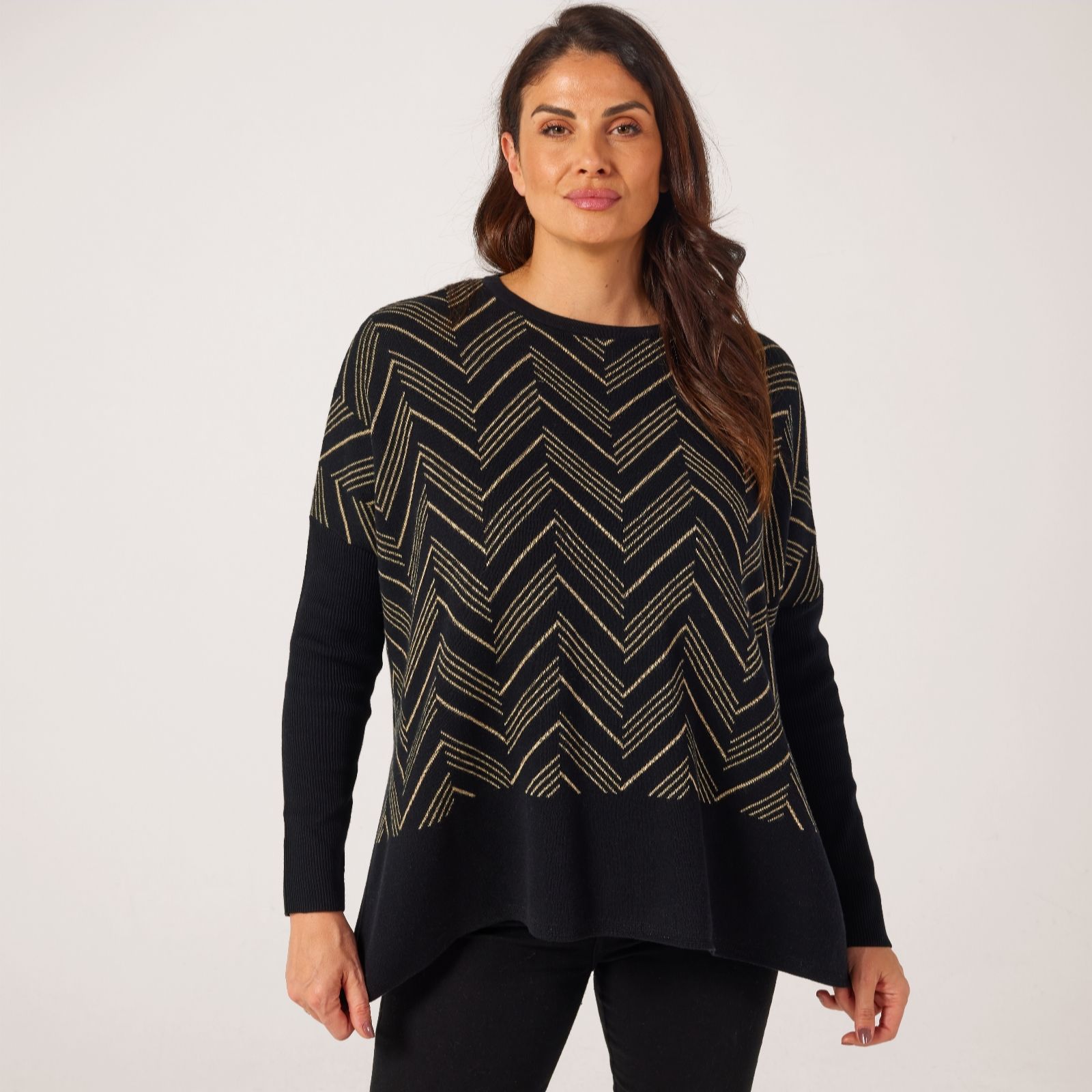 Masai Copenhagen Black Feluca Knitted Lurex Jacquard Long Sleeve Jumper