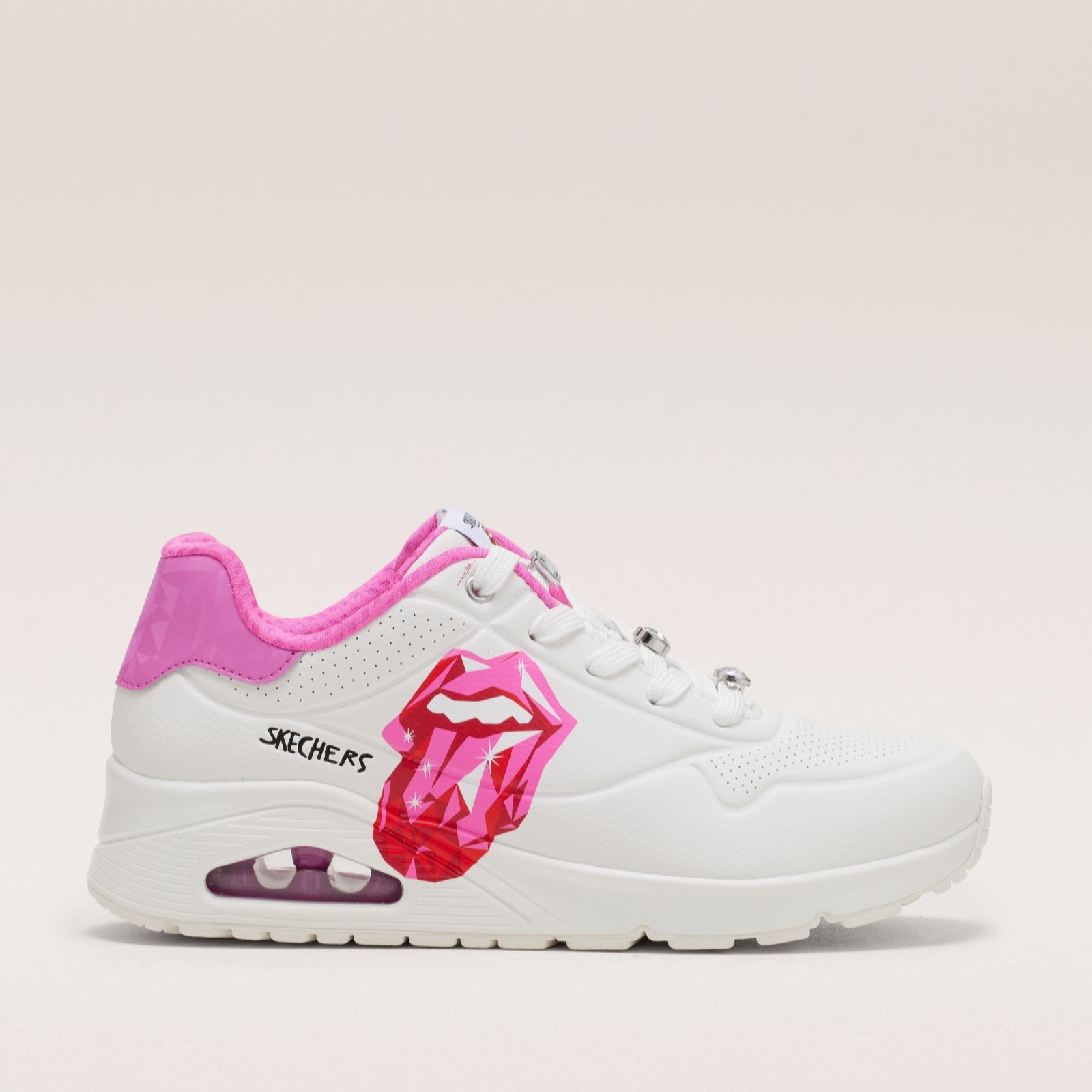 Skechers White Uno Diamond Stones Lace-Upper Trainers