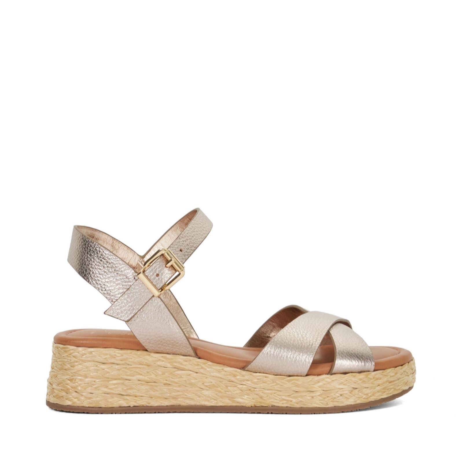 Dune Ecru London Wide Fit Littleton Leather Sandal
