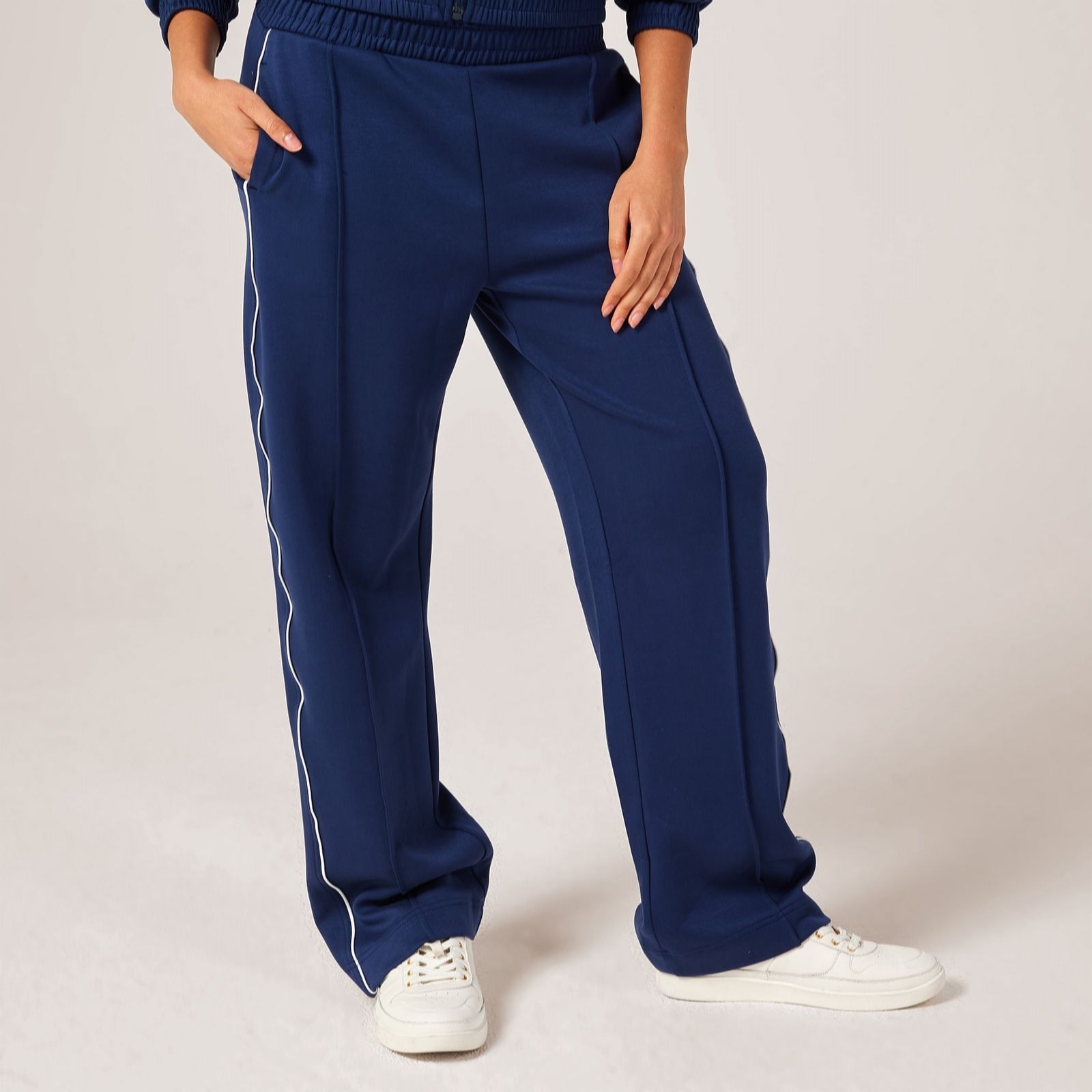 Denim & Co Active Side Stripe Wide Leg Trouser