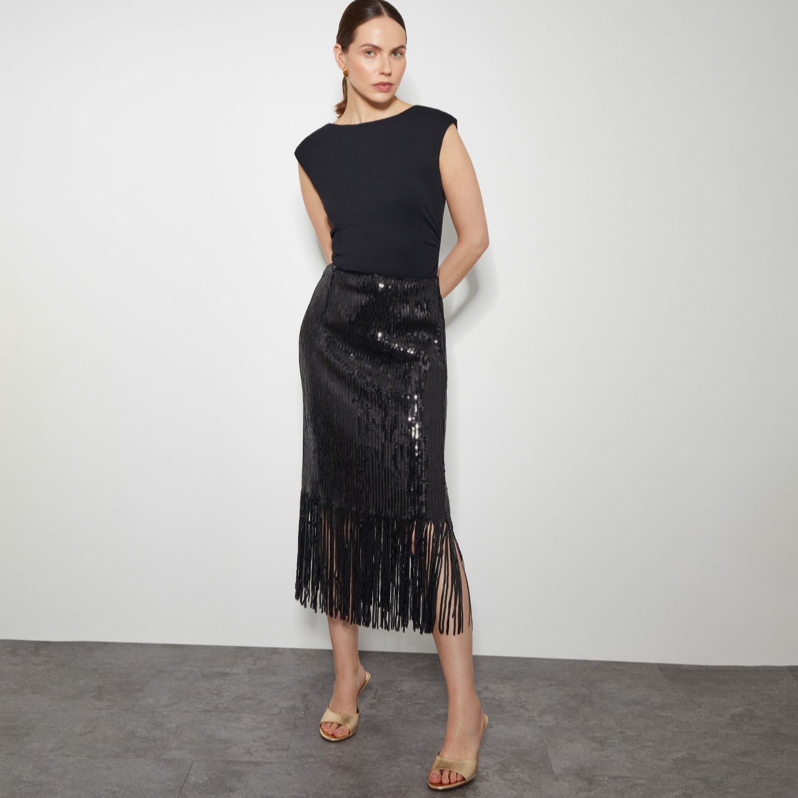 Monsoon Shay Sequin Tassel Skirt