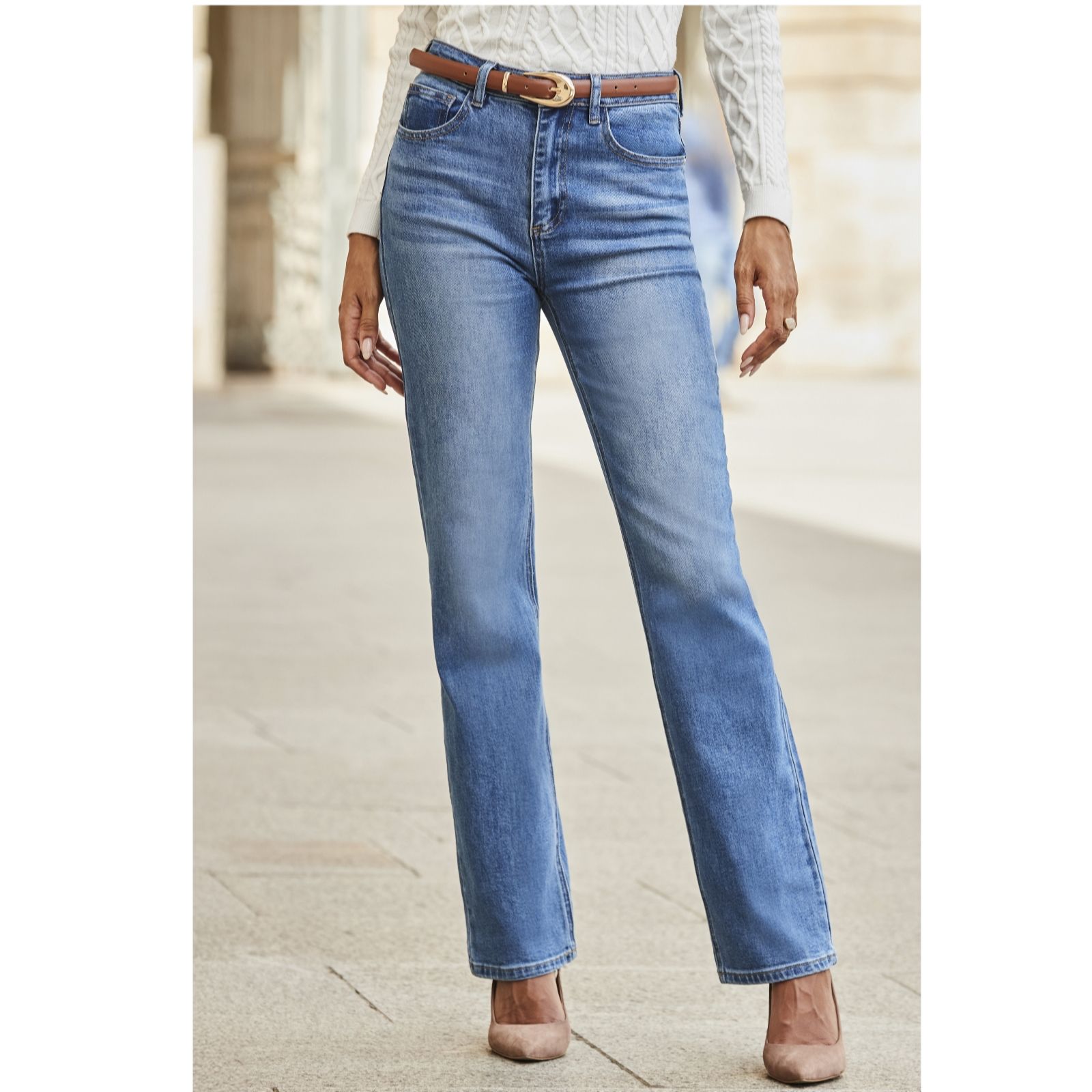 Sosandar Regular Mid Blue Straight-Leg Jeans