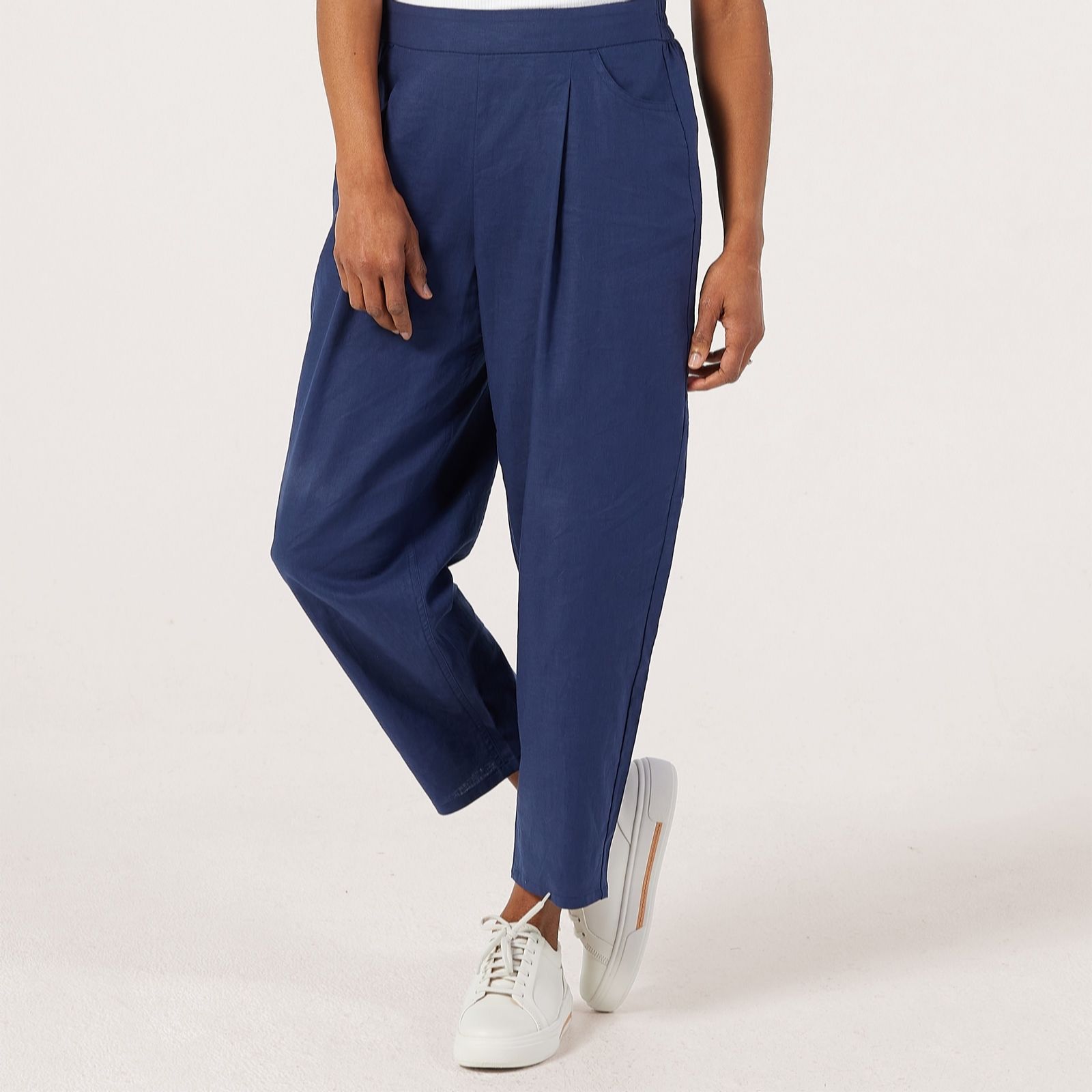 Ben De Lisi Navy Linen Barrel Trouser Standard