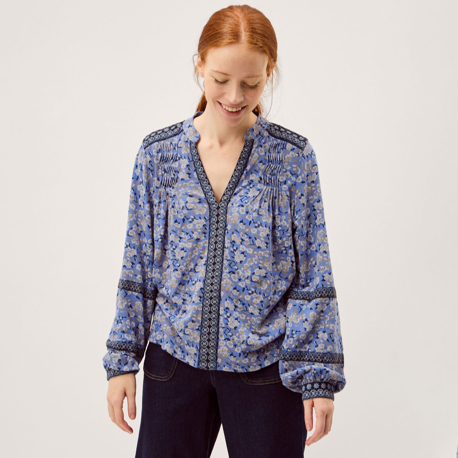 Monsoon Blue Nola Print Jersey Top