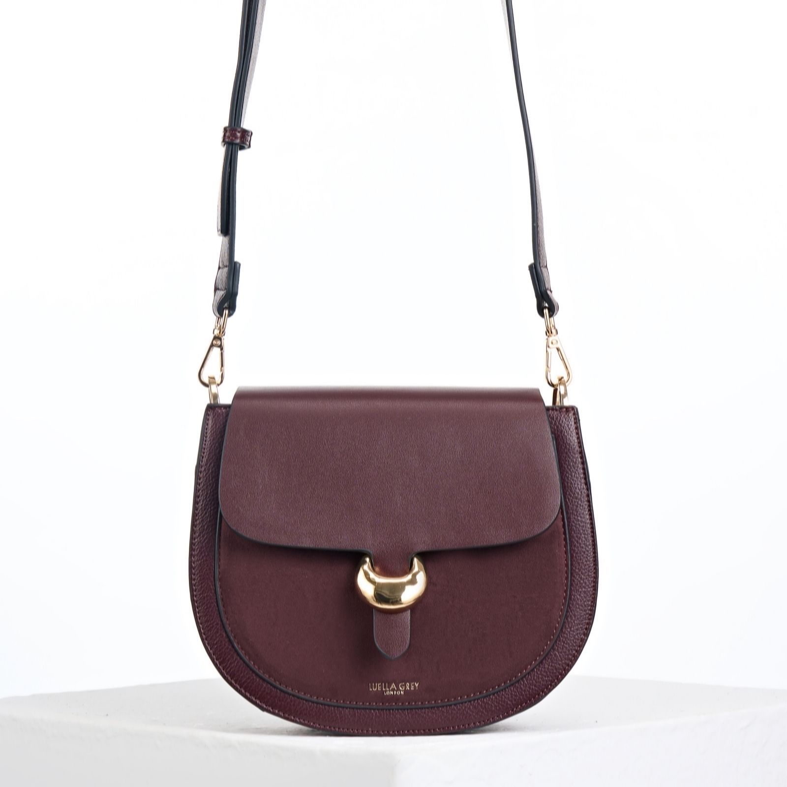 Luella Grey Black Venetia Saddle Cross-Body Bag