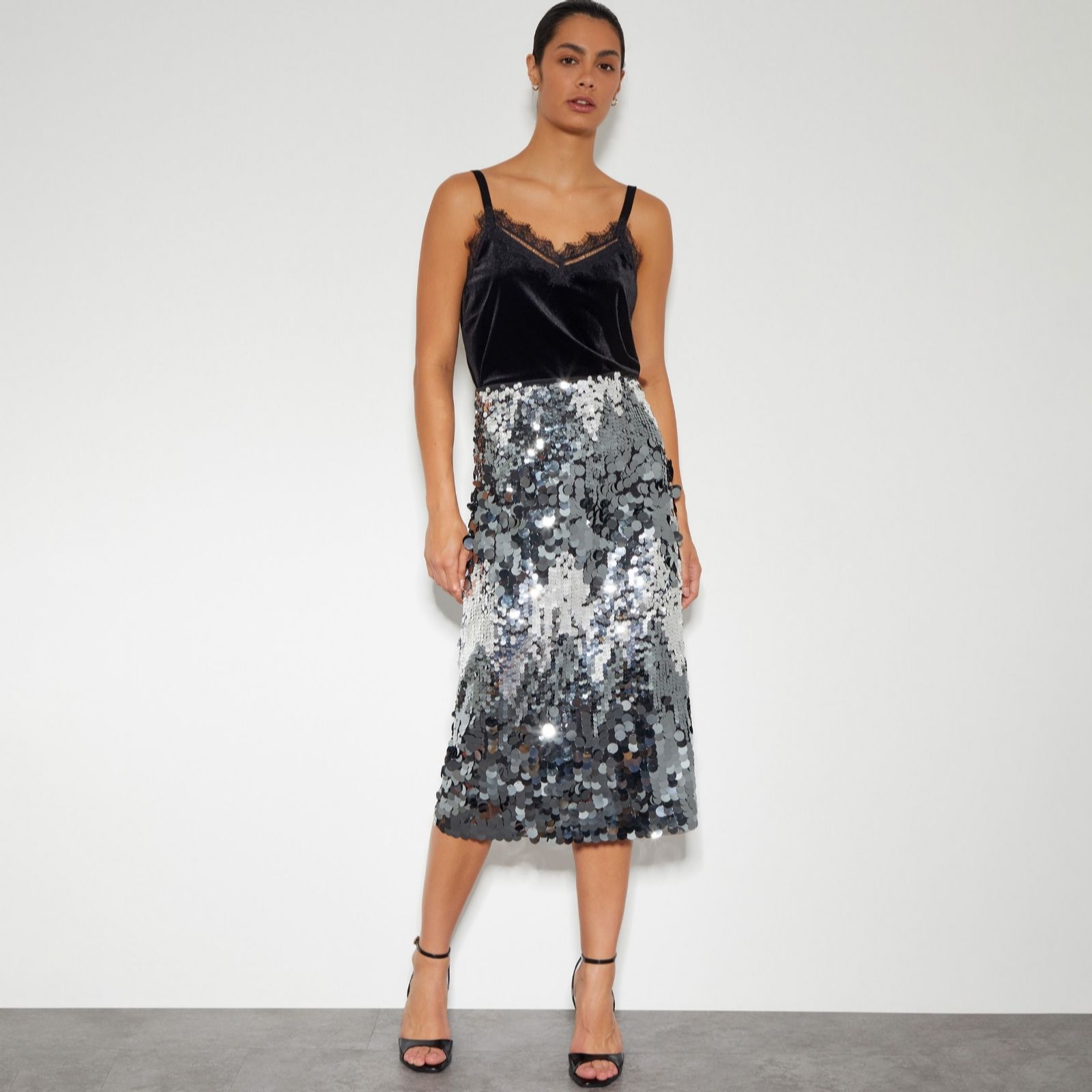 Monsoon Sia Sequin Midi Skirt