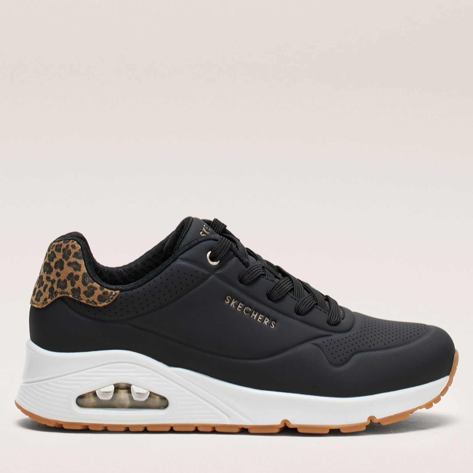 Skechers Uno Stand Air WHLD White Leopard Womens trainers 177093 in a Plain Man Made in Size 8