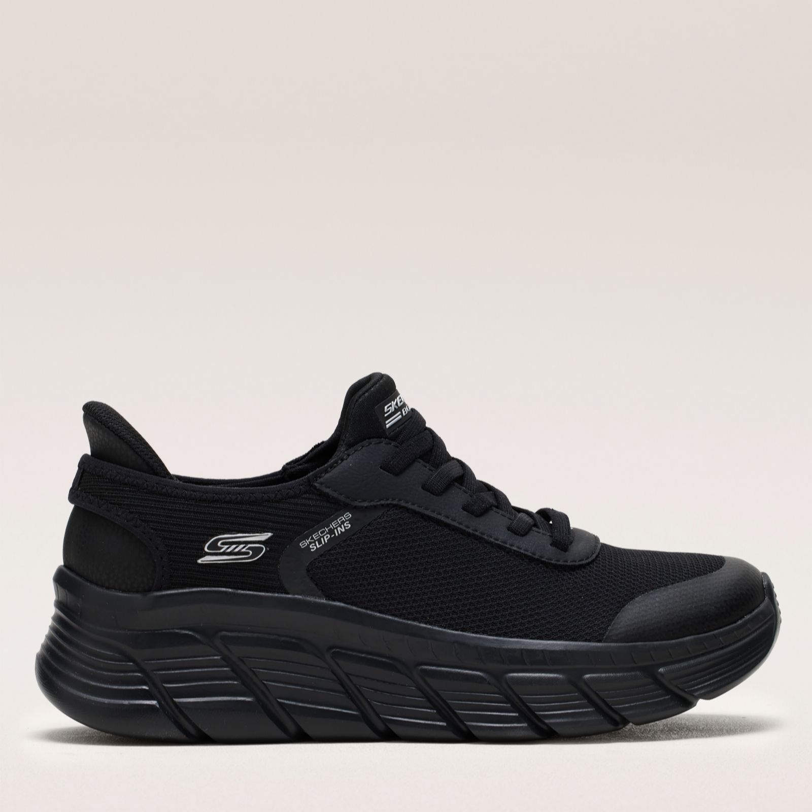 Skechers Women's Black Bobs B Flex Hi Linear Force Slip-Ins Trainers