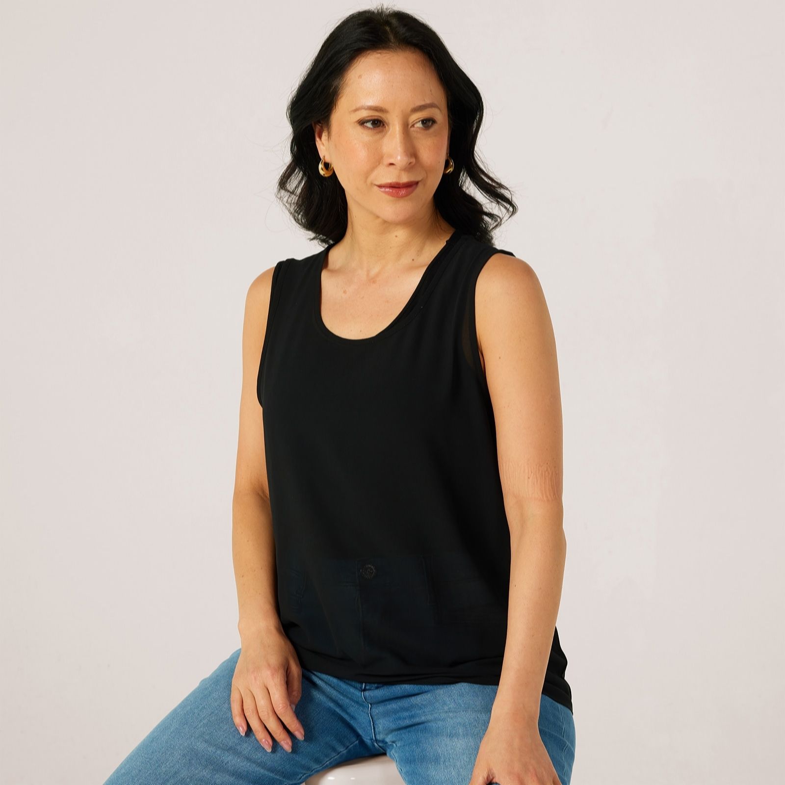 Marlawynne Black Layers 2 Pack Chiffon & Viscose Sleeveless Tops