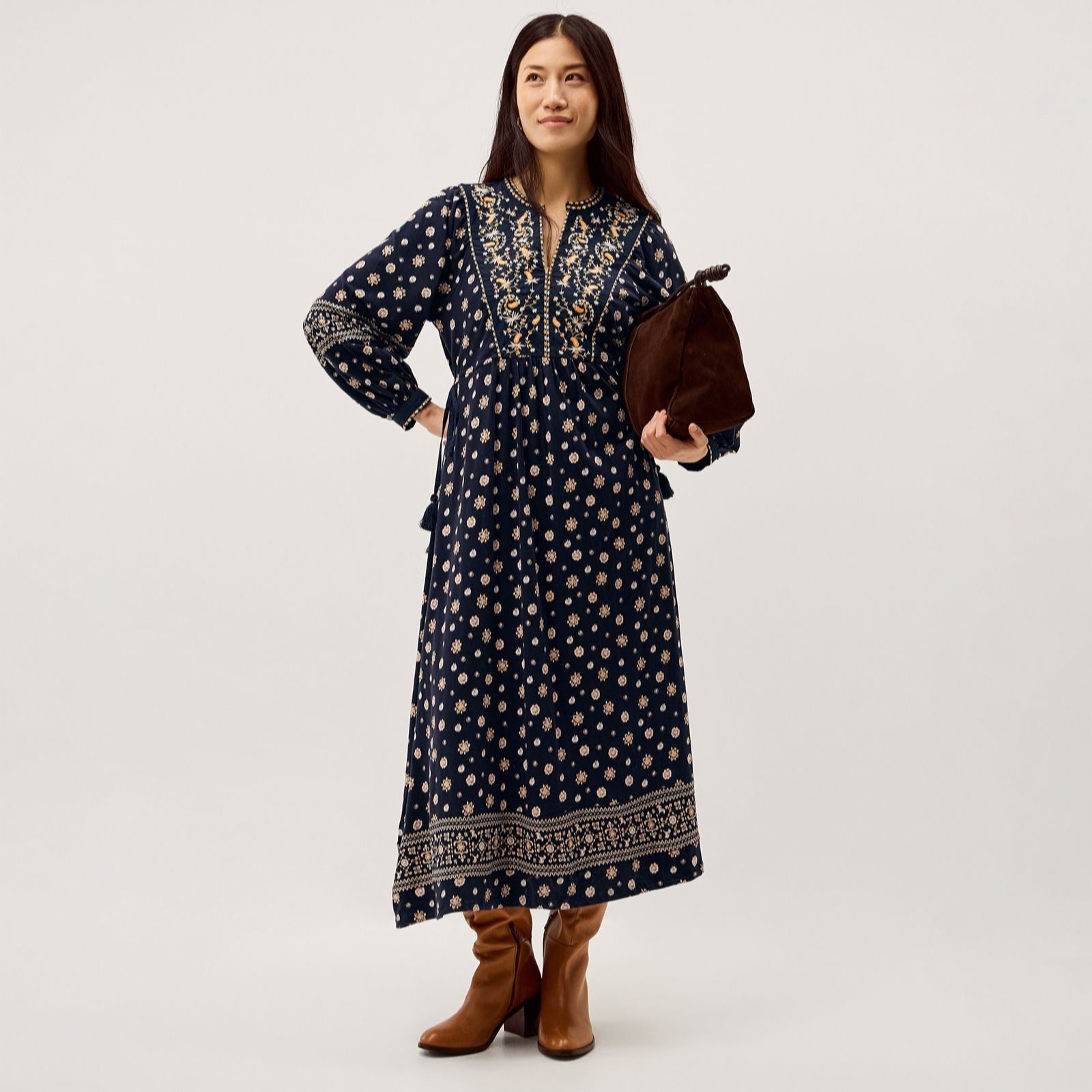 Monsoon Navy Bonny Print Jersey Dress