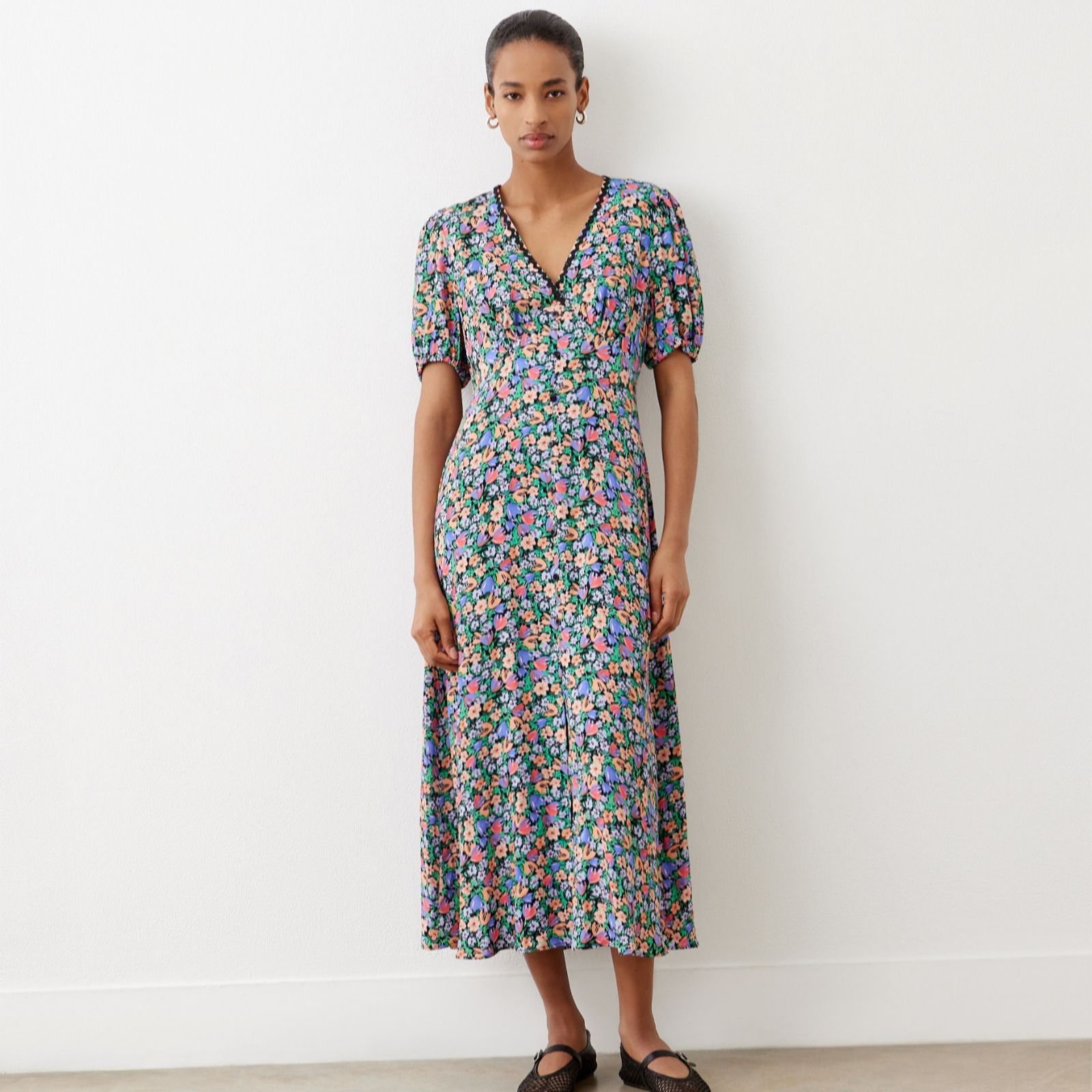 Finery London Melony Floral Detailed Trim Dress