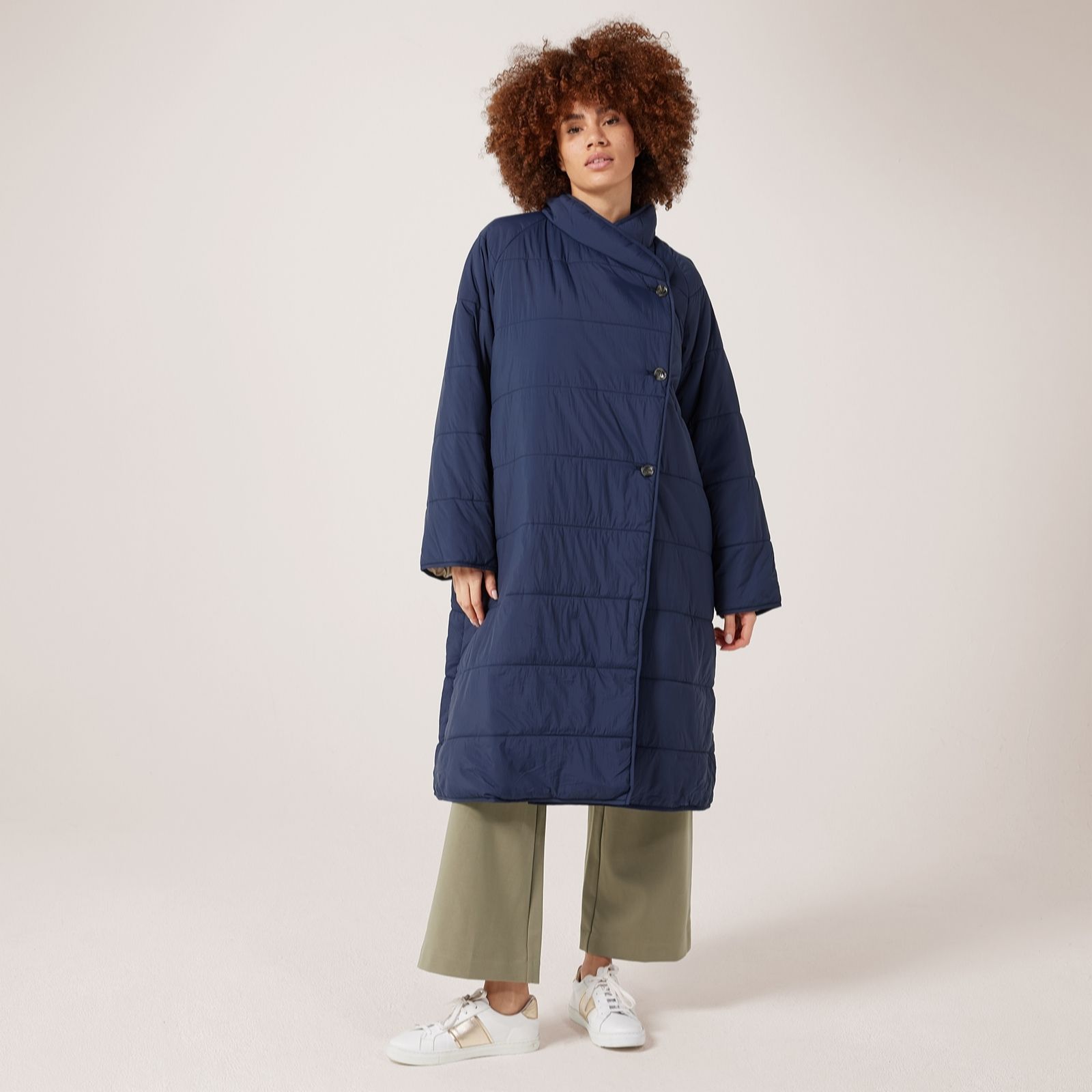 Masai Copenhagen Navy Taupe Tasi Quilted Coat