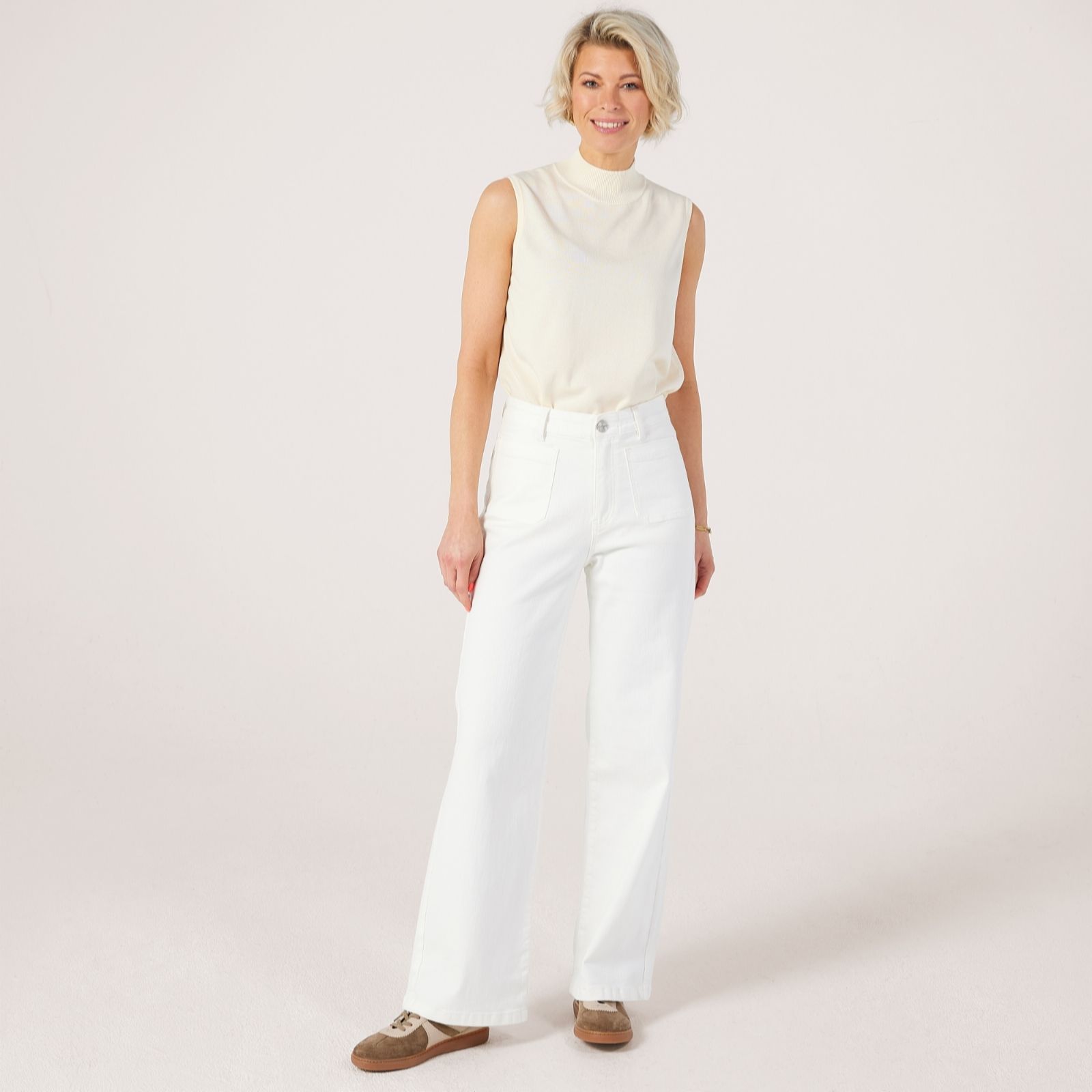 Marlawynne Cloud Wynnedenim Cropped Twill Wide-Leg Trousers Petite