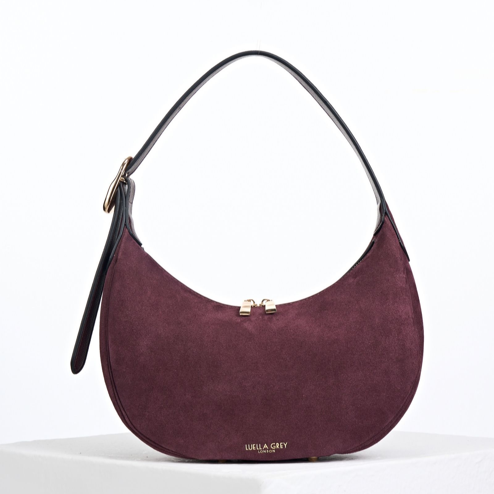 Luella Grey Women's Black Cherry Suede Blythe Scoop Shoulder Bag