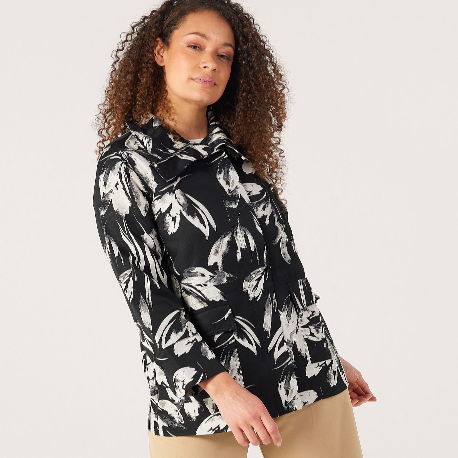Marlawynne Cloud Combo Collection Silhouette Floral Jacquard Anorak