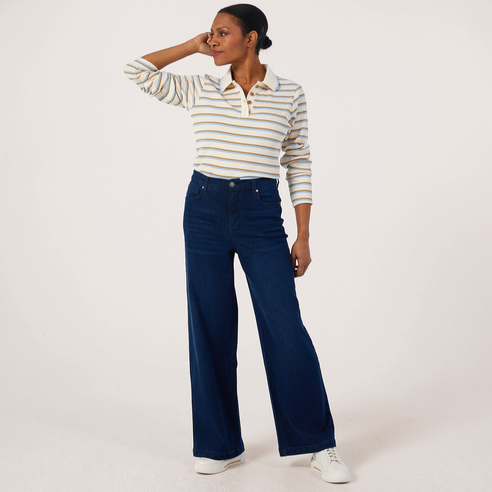 Ben De Lisi Indigo Lyocell Blend Wide-Leg Jeans Regular