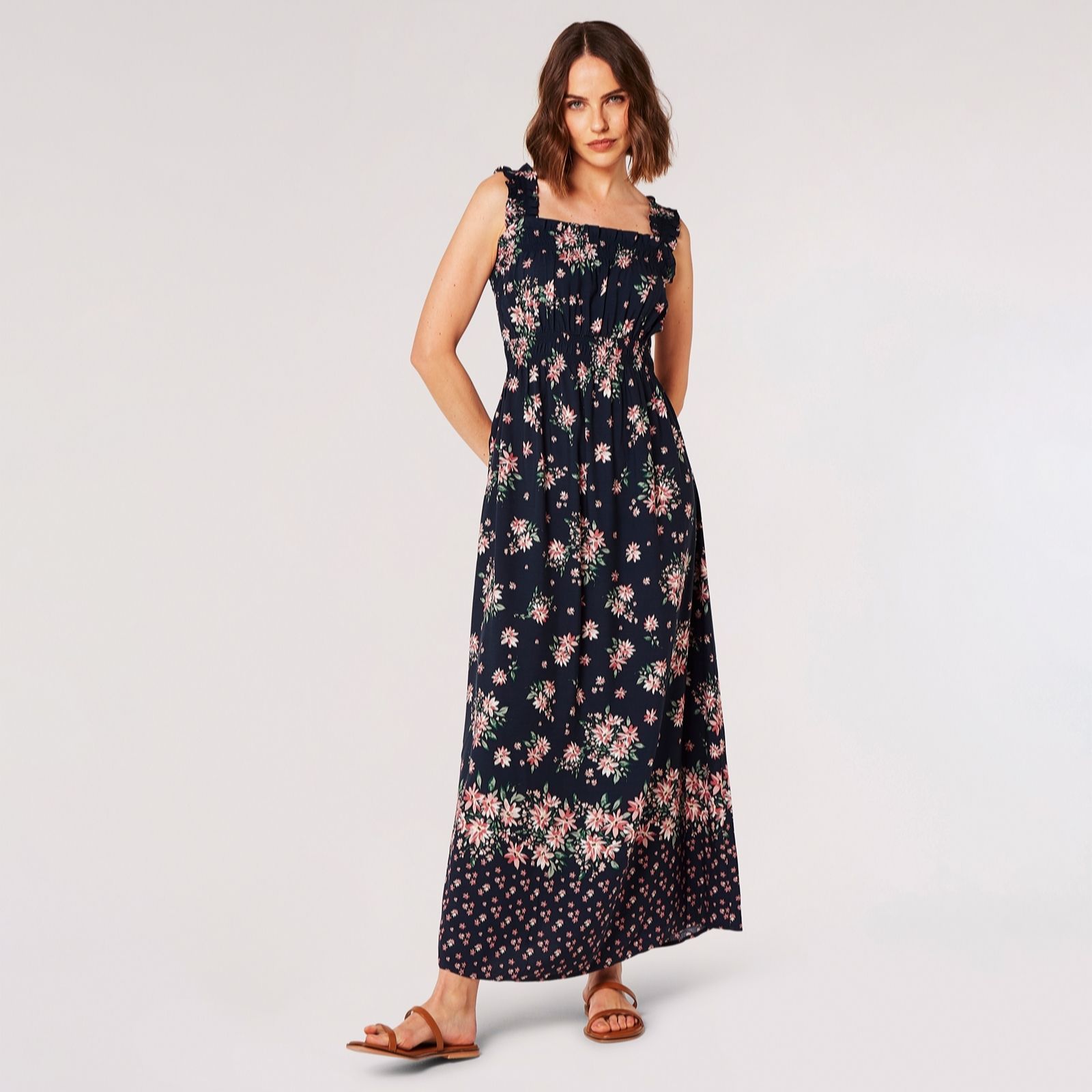 Apricot Floral Cami Milkmaid Smock Dress