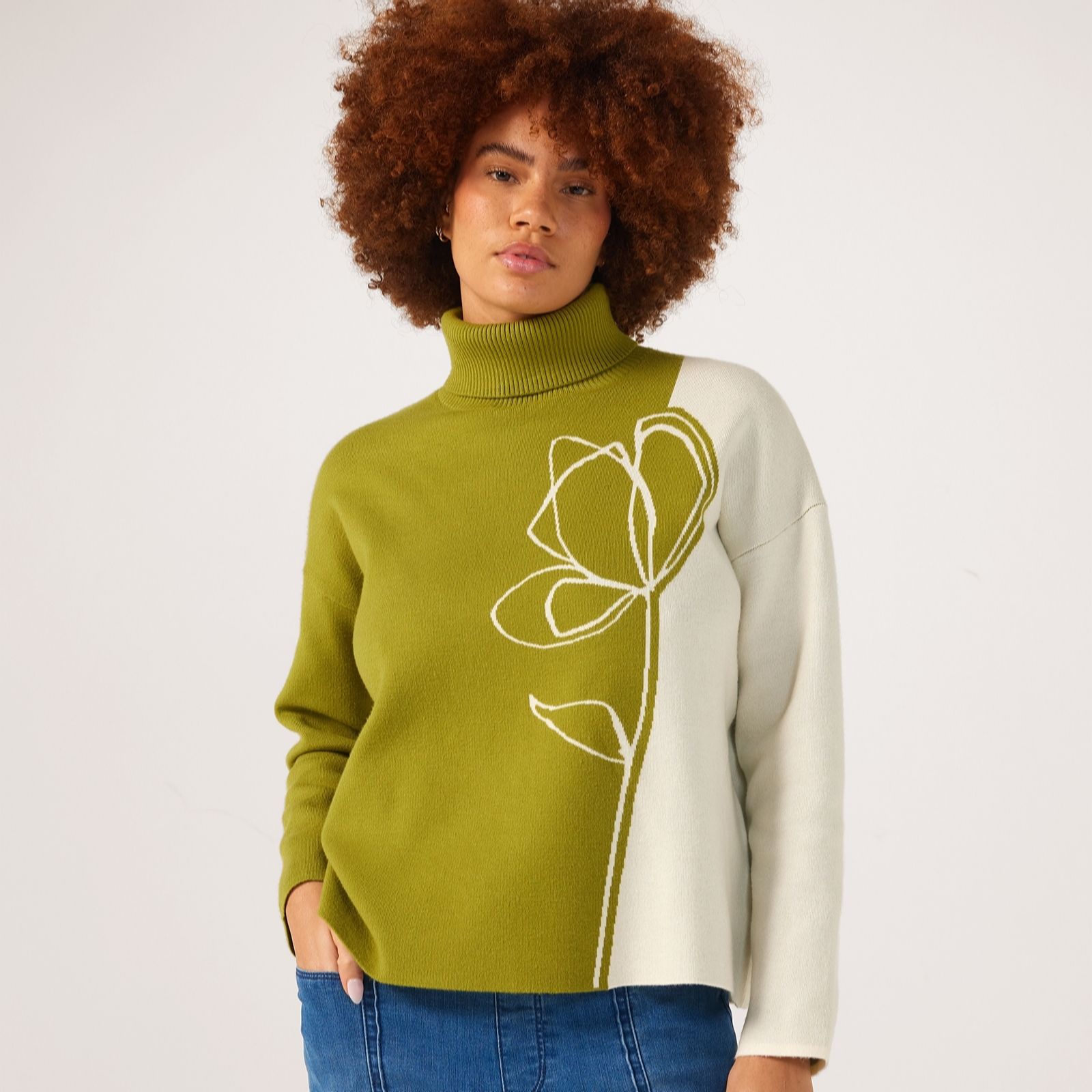 Marlawynne Black Creme Marla Wynne Collection Floral Jacquard Jumper
