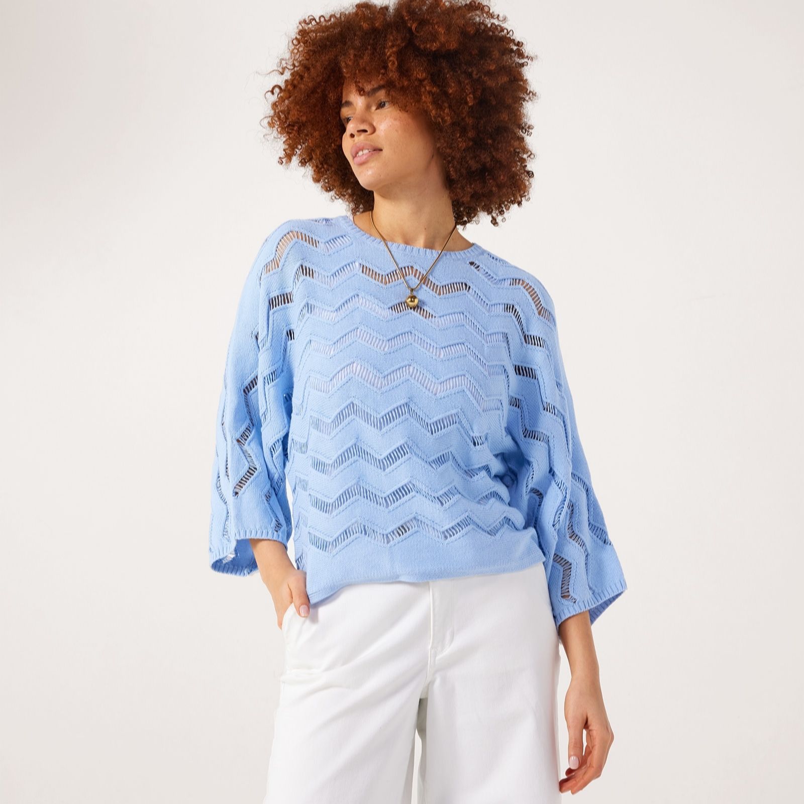 Marlawynne Black Chevron Open Stitch Cotton Sweater