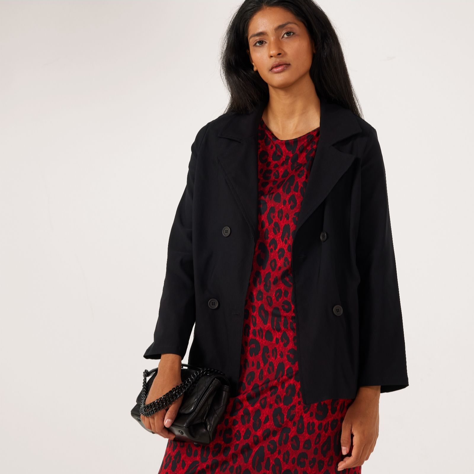 Kim & Co Black Soft Millennium Mini Trench Coat