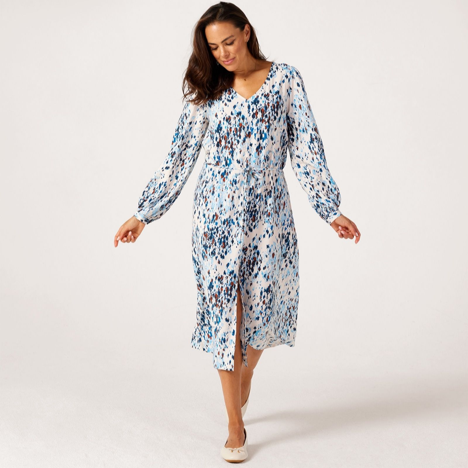 Jdy Navy Abstract Caroline Printed Midi Dress