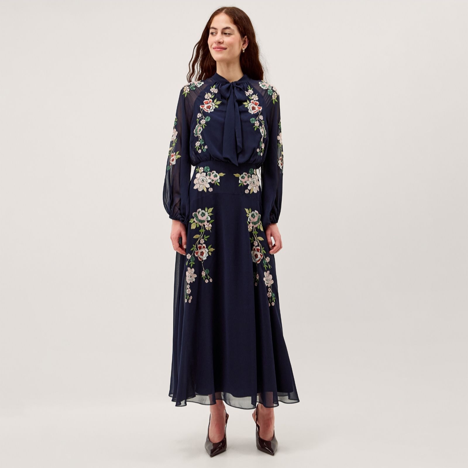 Monsoon Women's Navy Annika Embroidered Dress