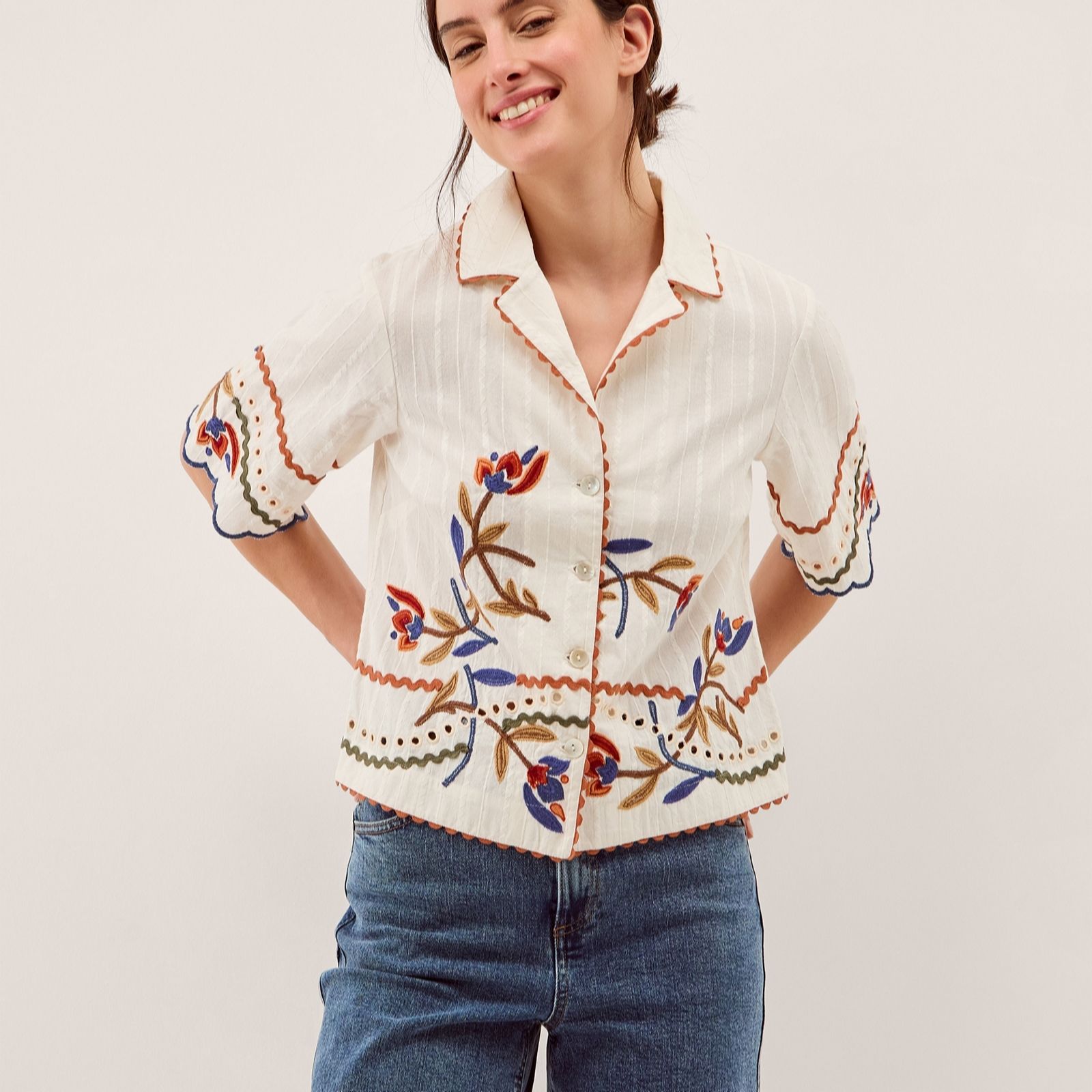 Monsoon Polly Embroidered Shirt women's