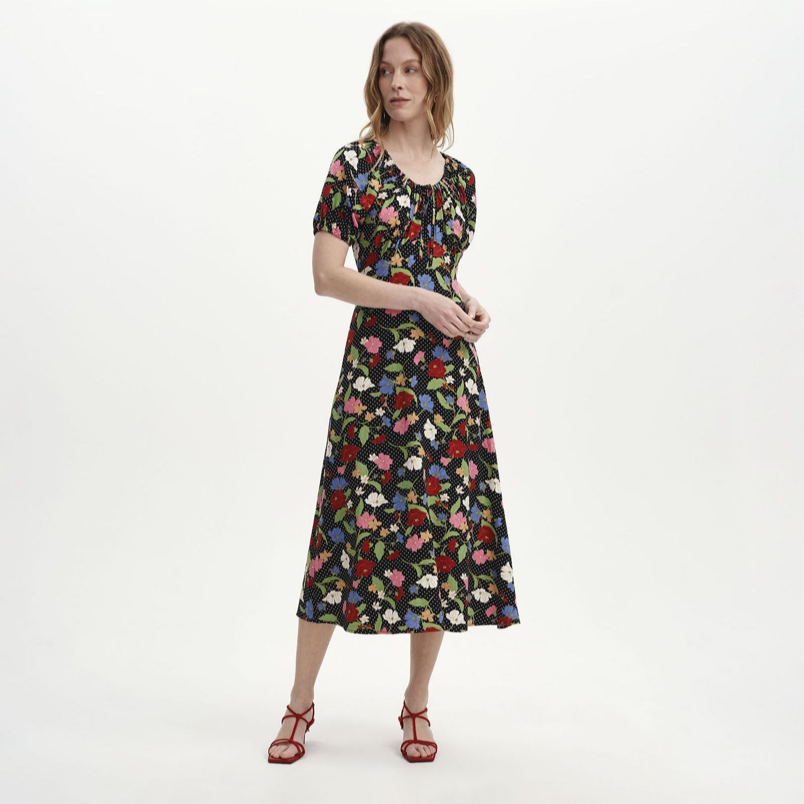 Finery London Jada Floral Print Dress with Puff Sleeve Standard women's