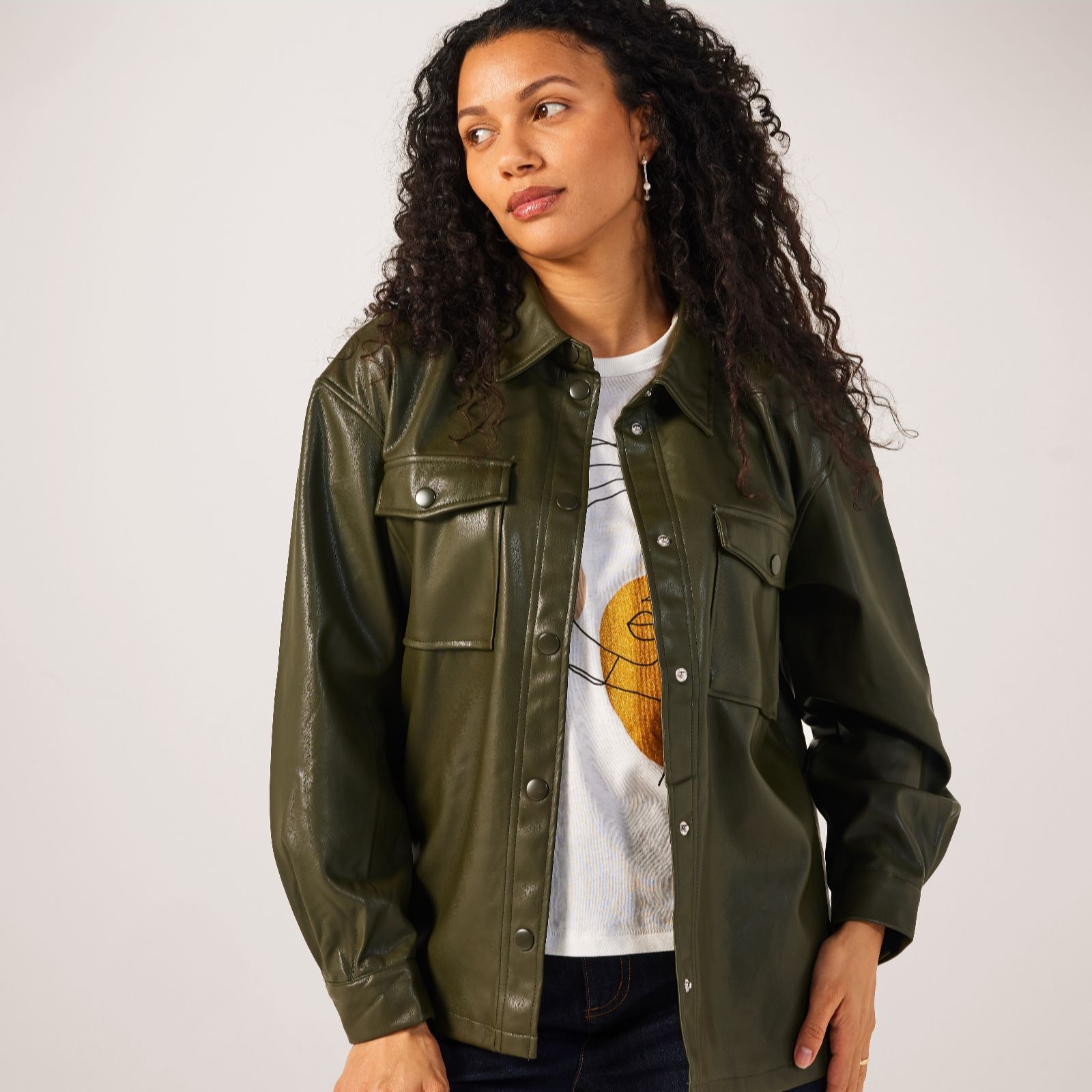 JDY Alaia Long Sleeve Faux Leather Shirt