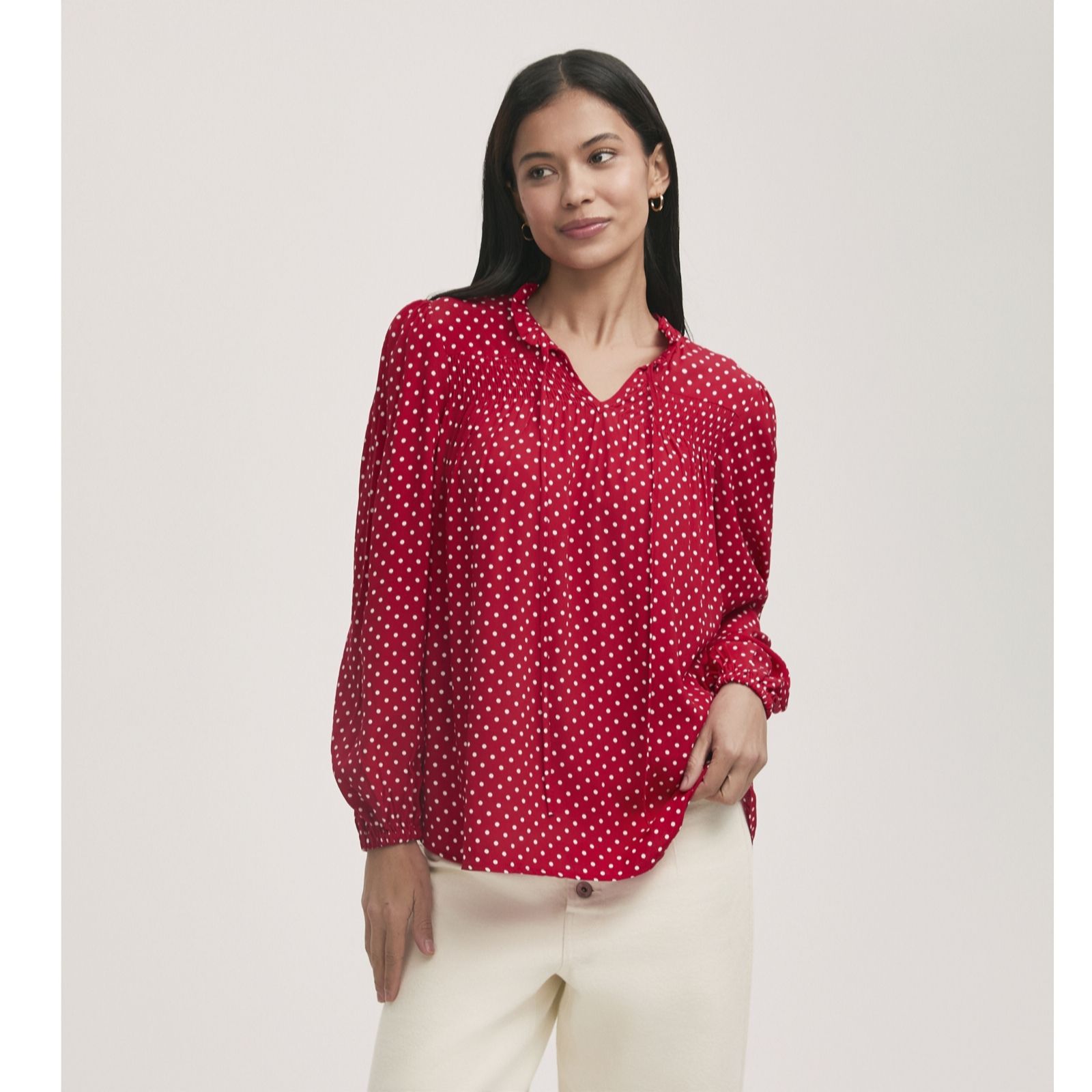 Finery London Kiya Moon Crepe Spot Printed Top women's