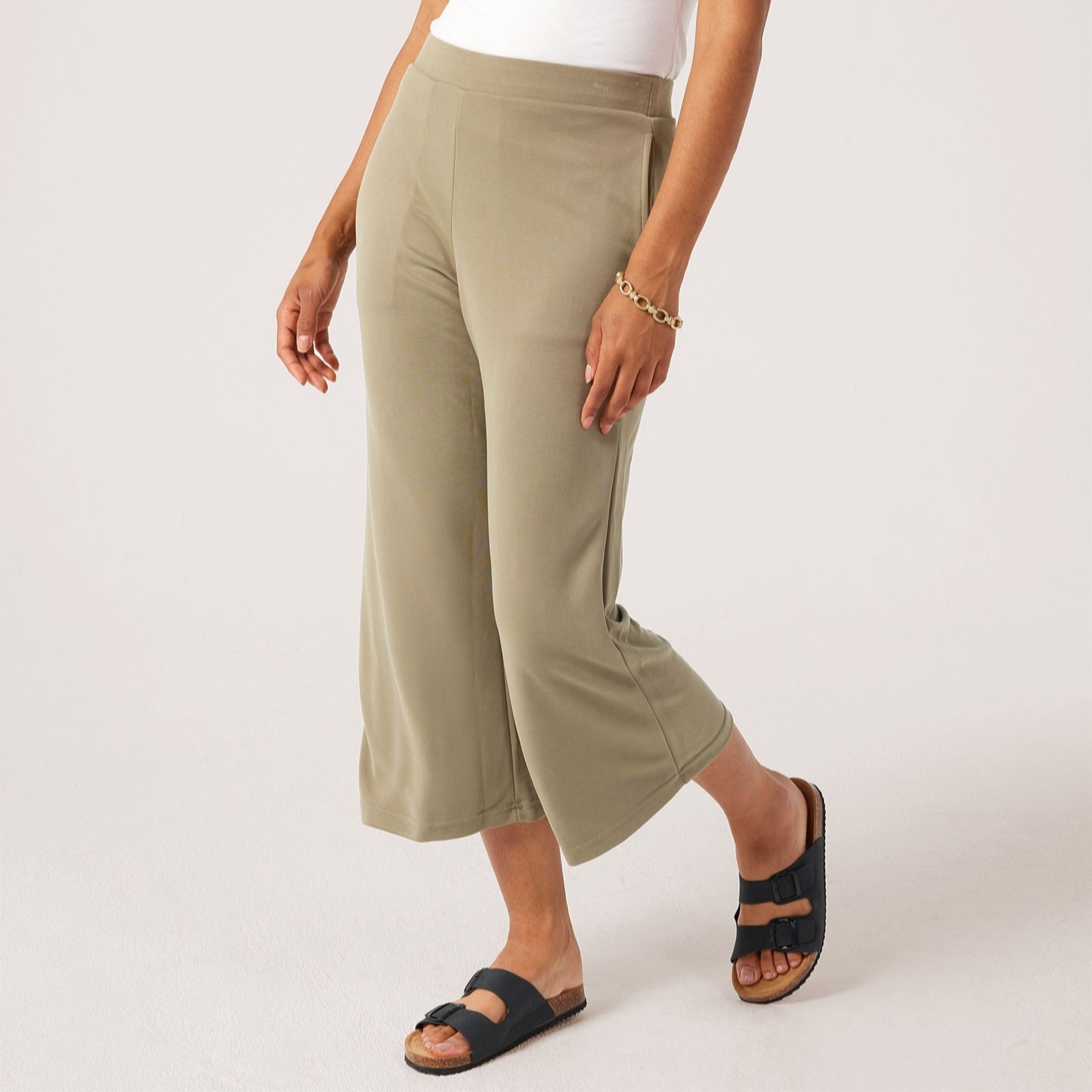 Marlawynne Graphite Collection Light Sueded Jersey Wide Leg Drop Trousers