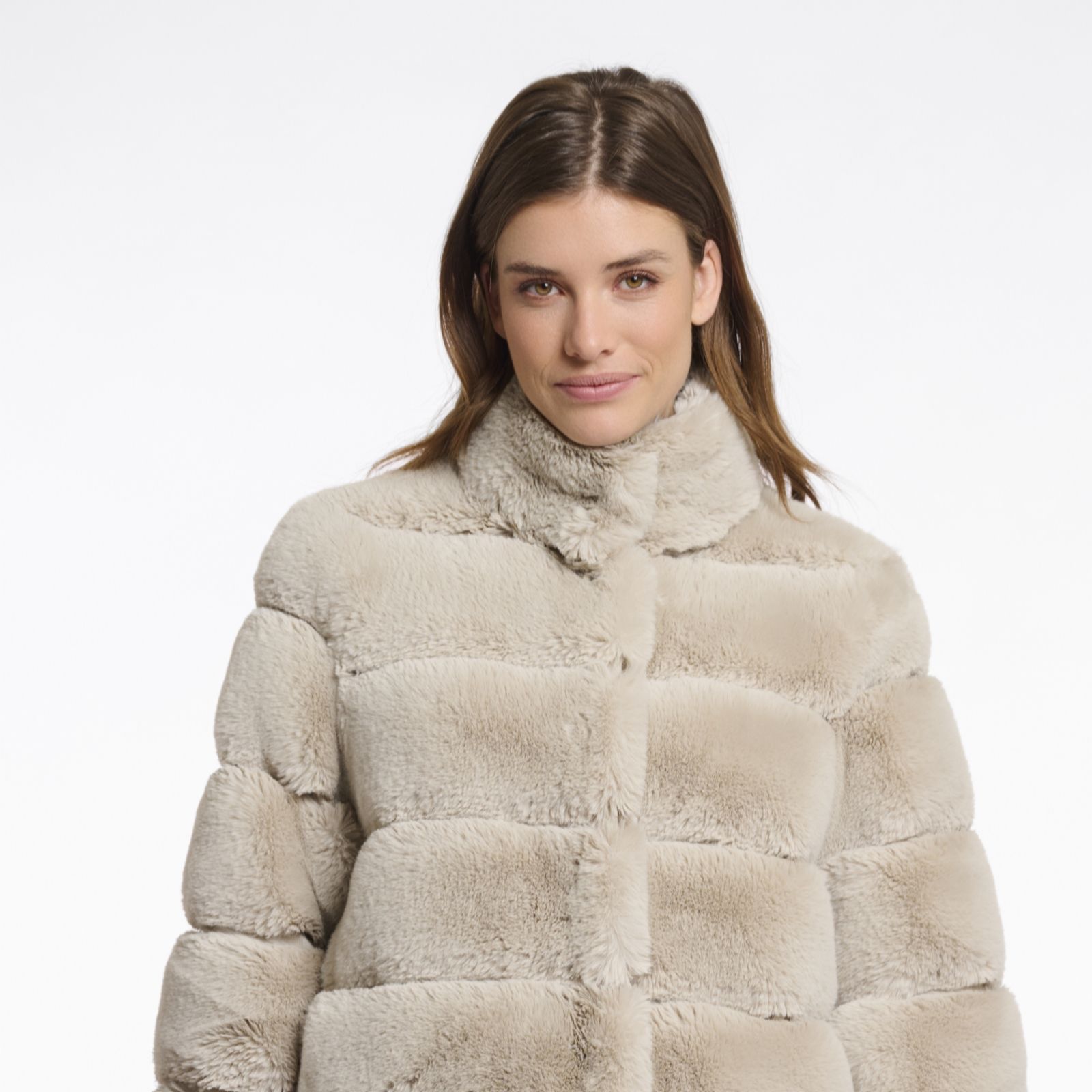 Rino & Pelle Women's Birch Feline Faux Fur Jacket With Removable Knit Sleeves