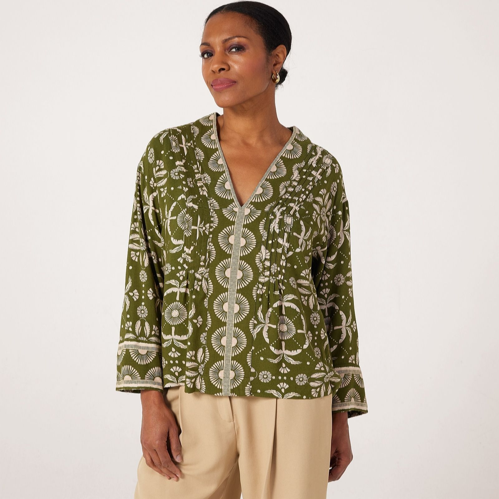 Monsoon Green Thalia Print Top