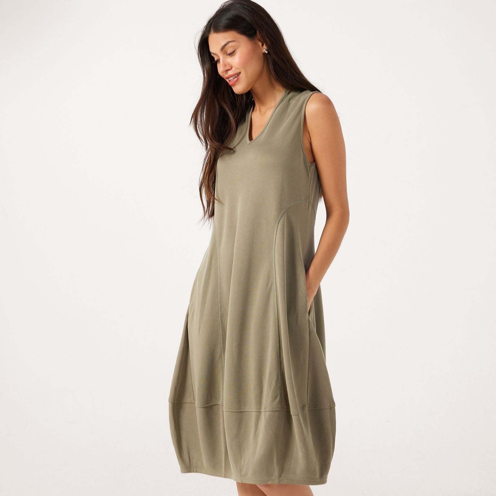 Marlawynne Chambray Collection Light Sueded Jersey Balloon Dress