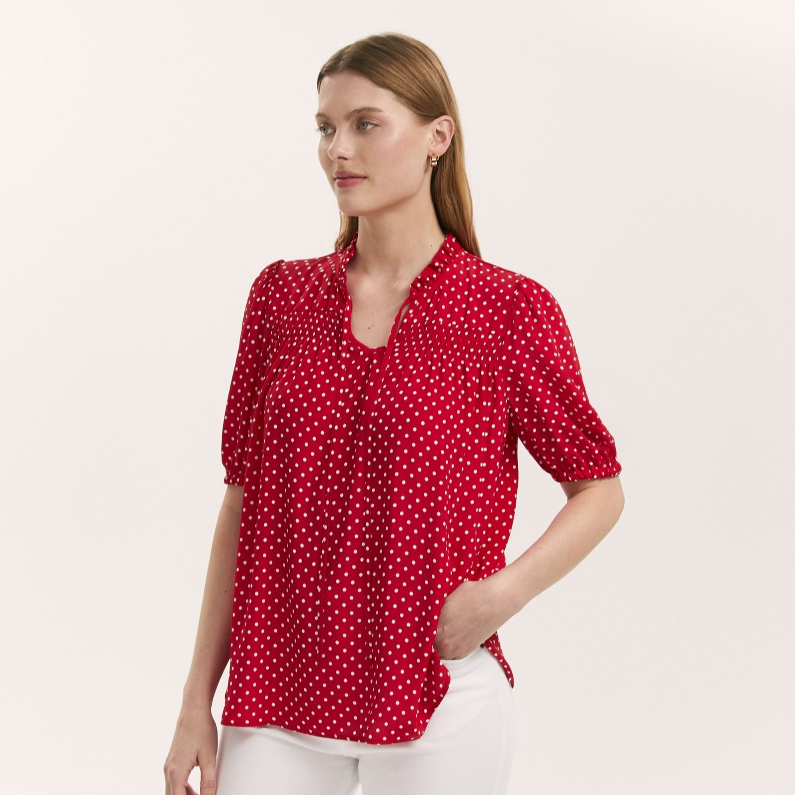 Finery London Macie Moon Crepe Spot Tie Detail Top women's