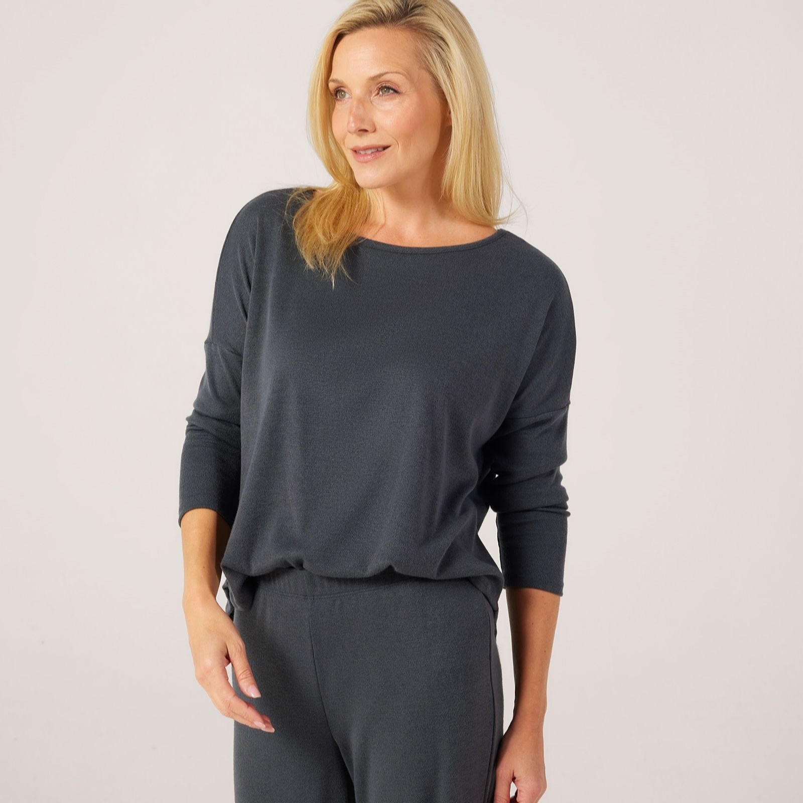 Kim & Co Bordeaux Divine Knit Long Sleeve Relaxed Top