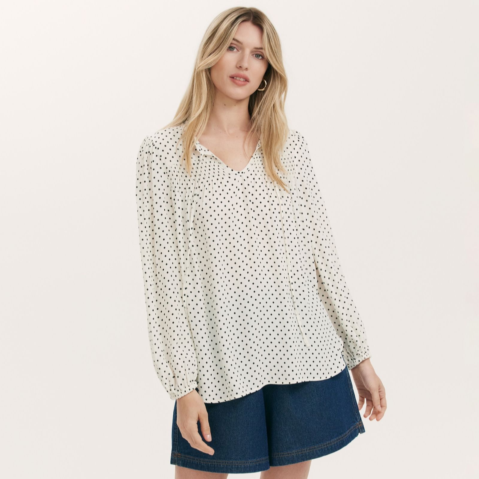Finery London Kiya Spot Print Moon Crepe Top women's