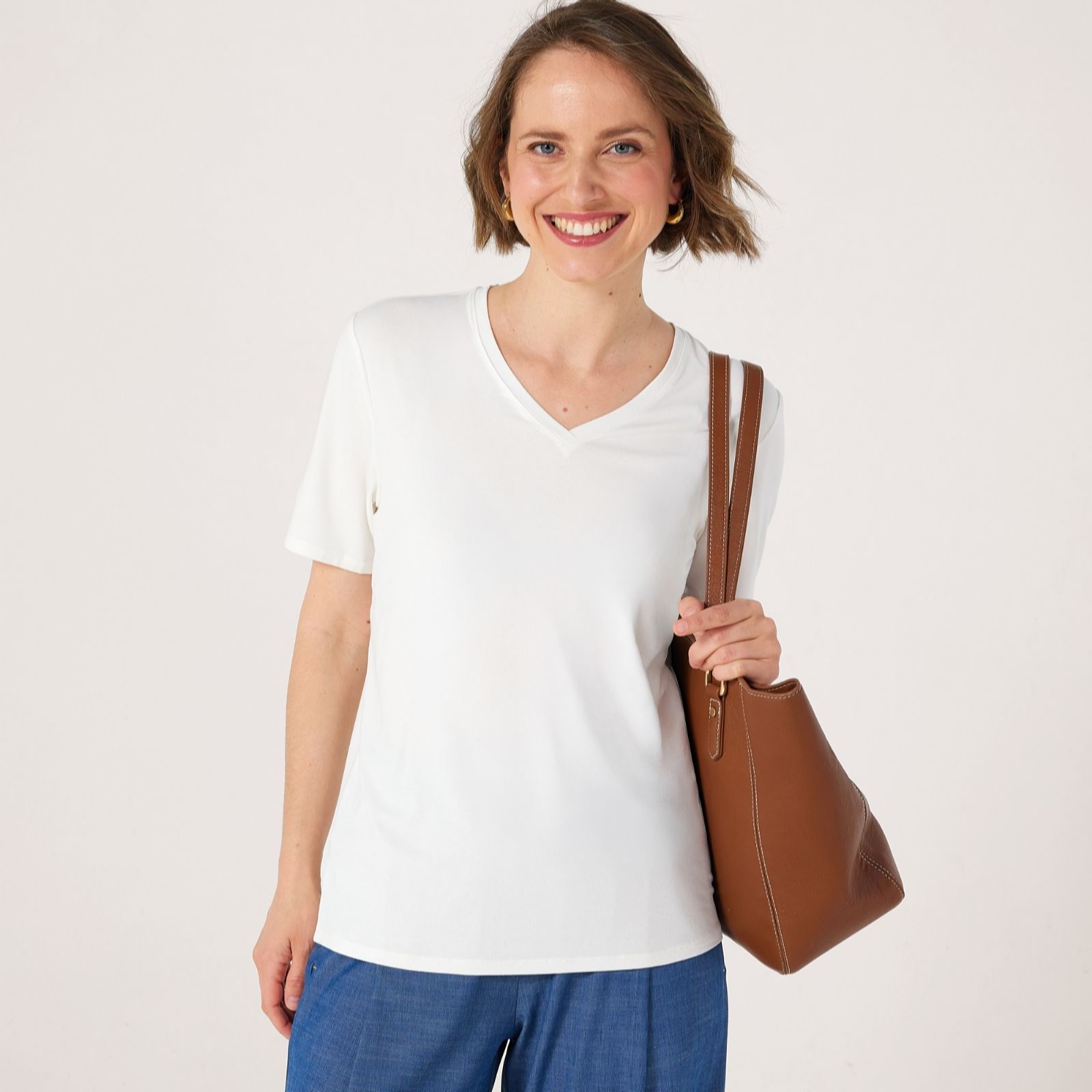 Marlawynne Black Layers Viscose Span V-Neck Tee