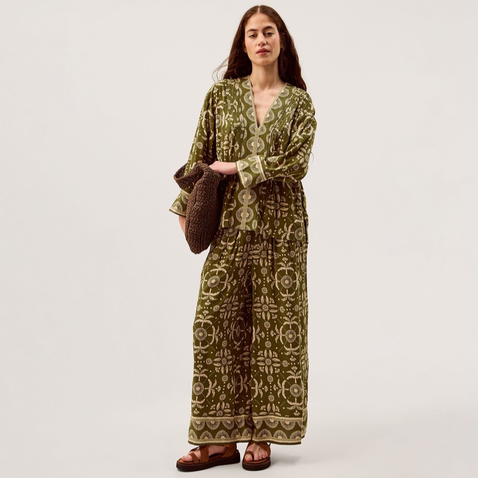 Monsoon Green Thalia Print Trouser