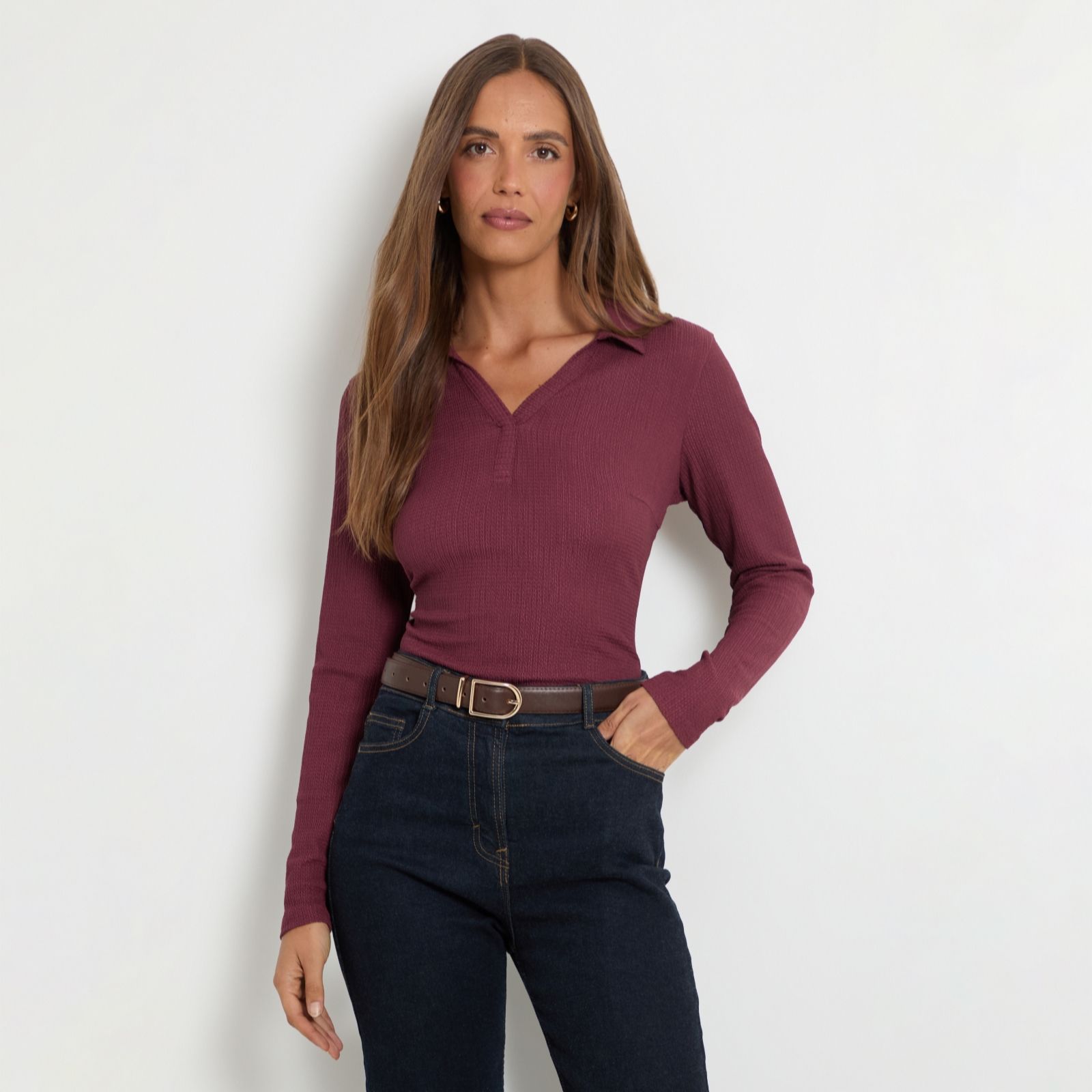 Wallis Women's Jersey Scallop Collared Shirt in Black | Size: 14