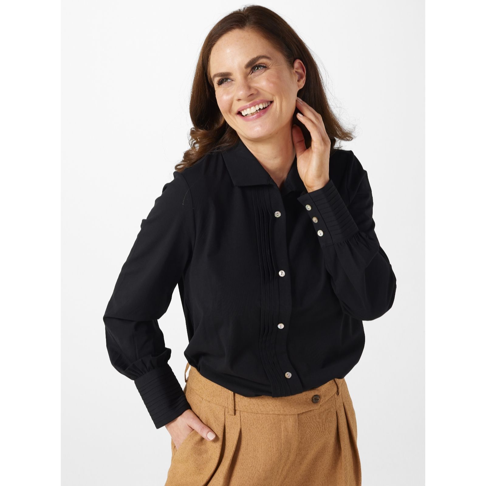 Wynne Layers Cotton Span Baby Pleat Shirt