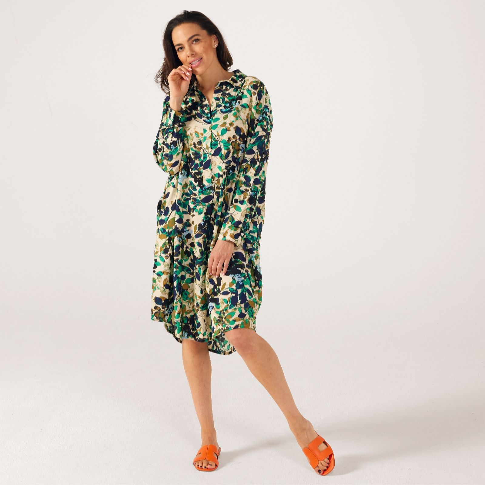 Masai Copenhagen Emerald Leaf Maneva Printed Poplin Shirt Dress