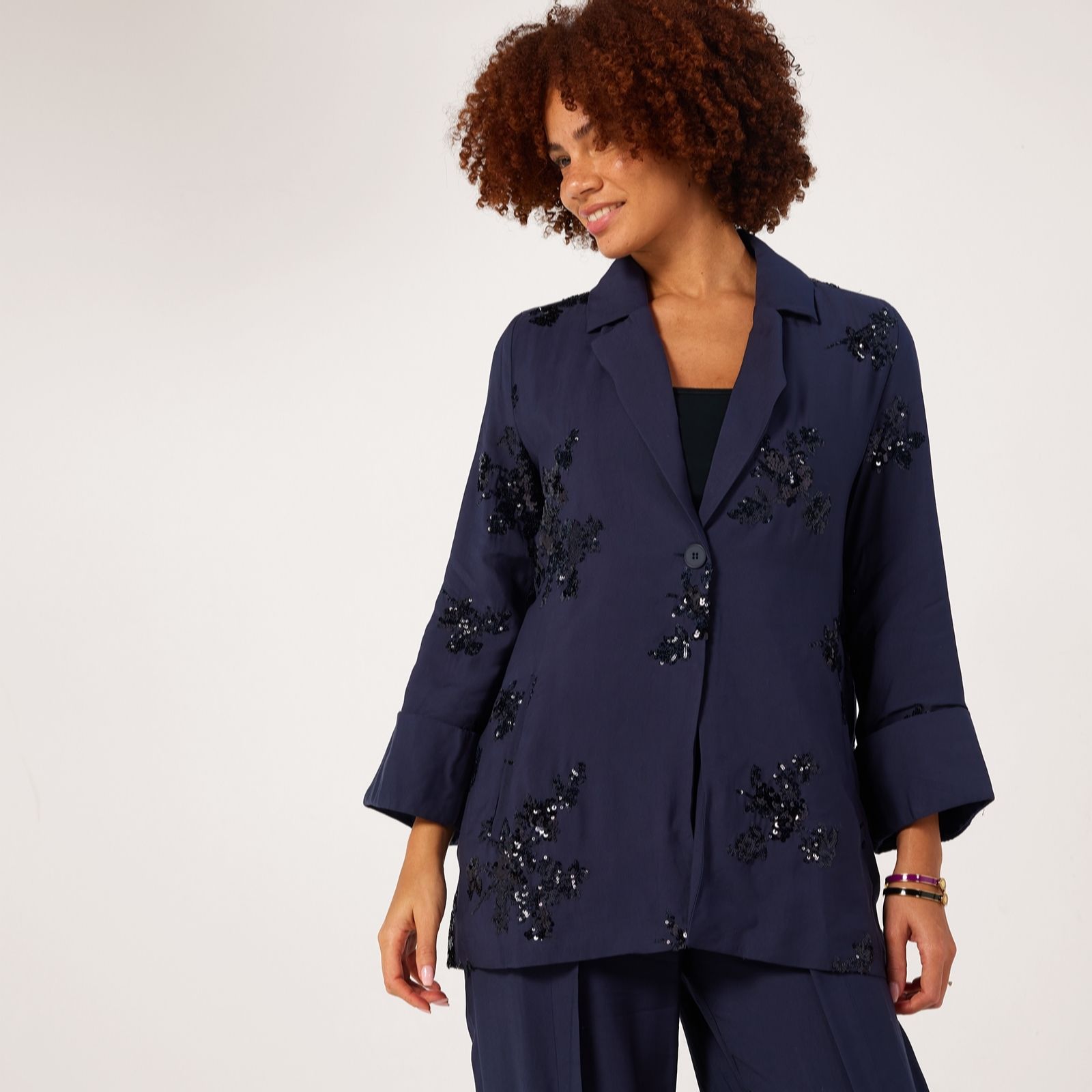 Marlawynne Black Collection Embellished Sequin Blazer