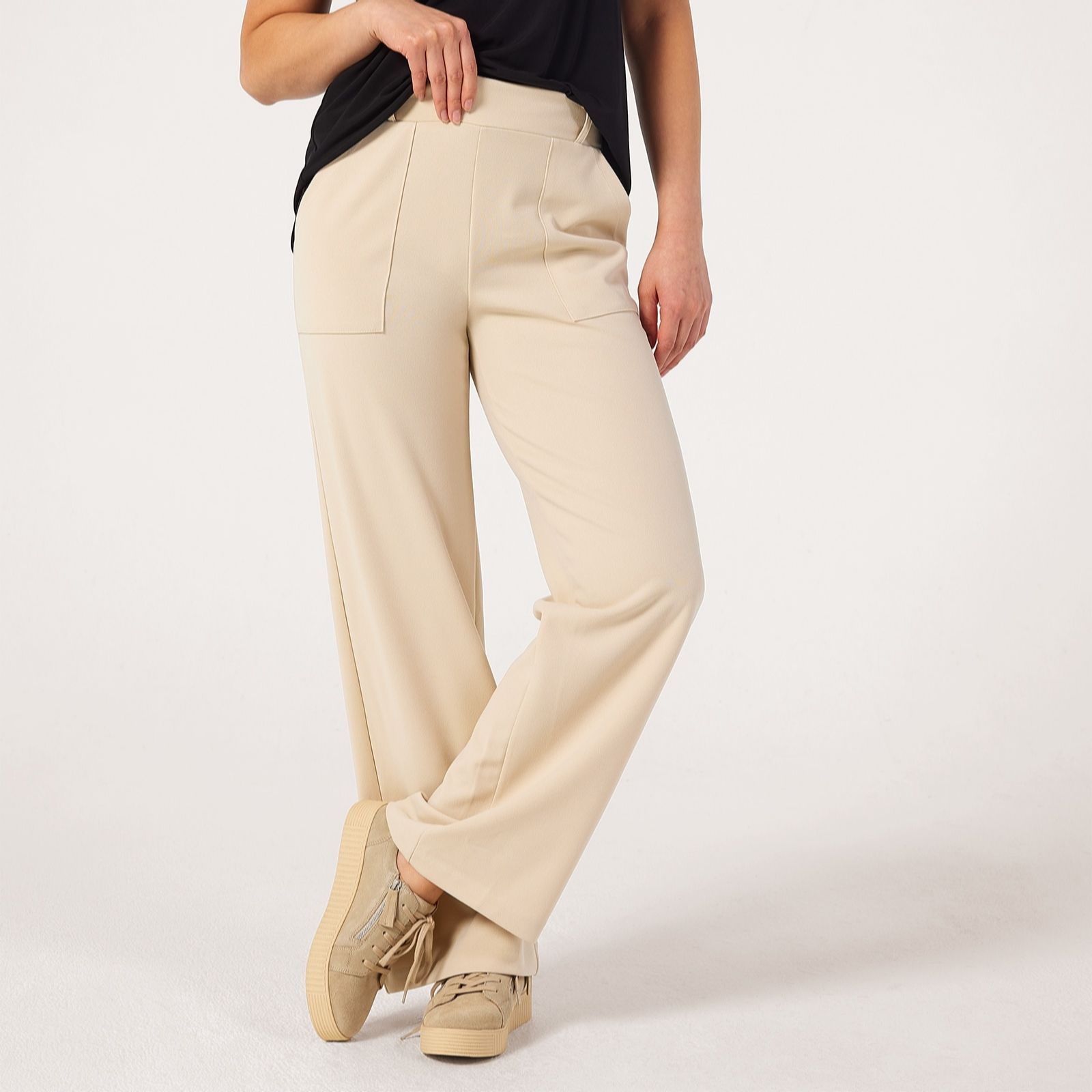 Kim & Co Black Ponte Crepe Straight Classic Standard Trousers